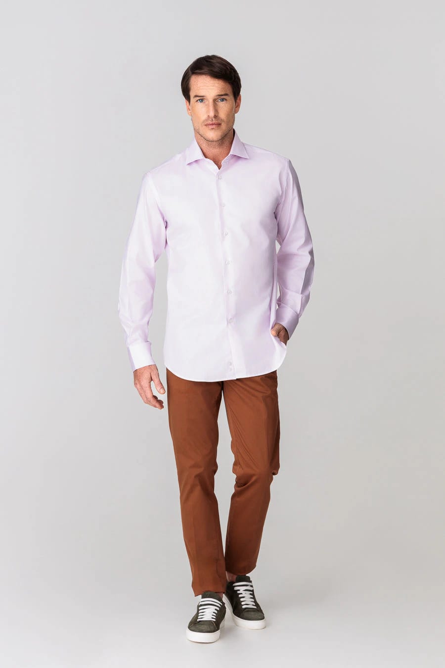 men’s cotton slim fit shirt lilac - imagen 4