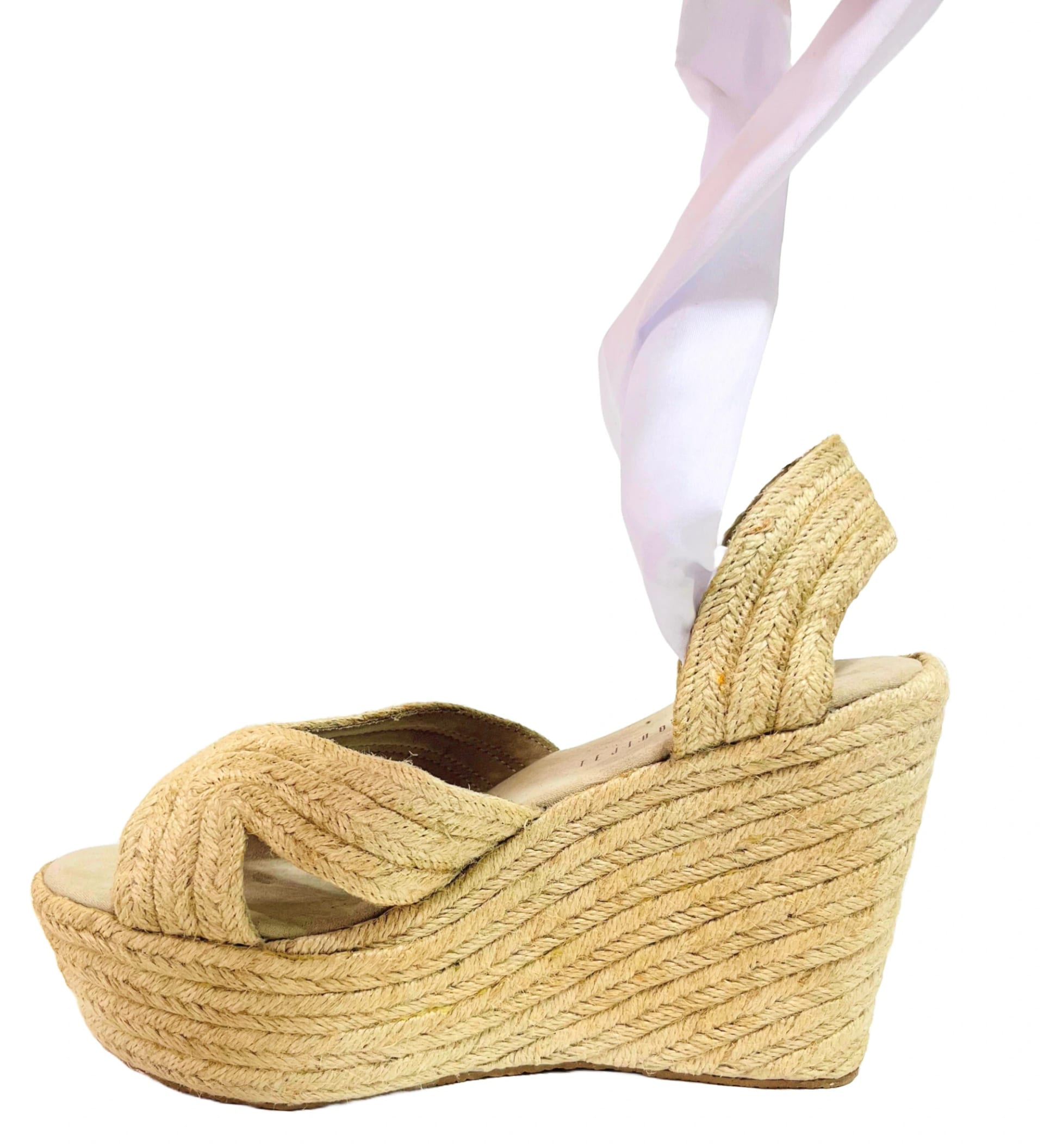 White Ankle Strap Wedges Size 39 - imagen 2