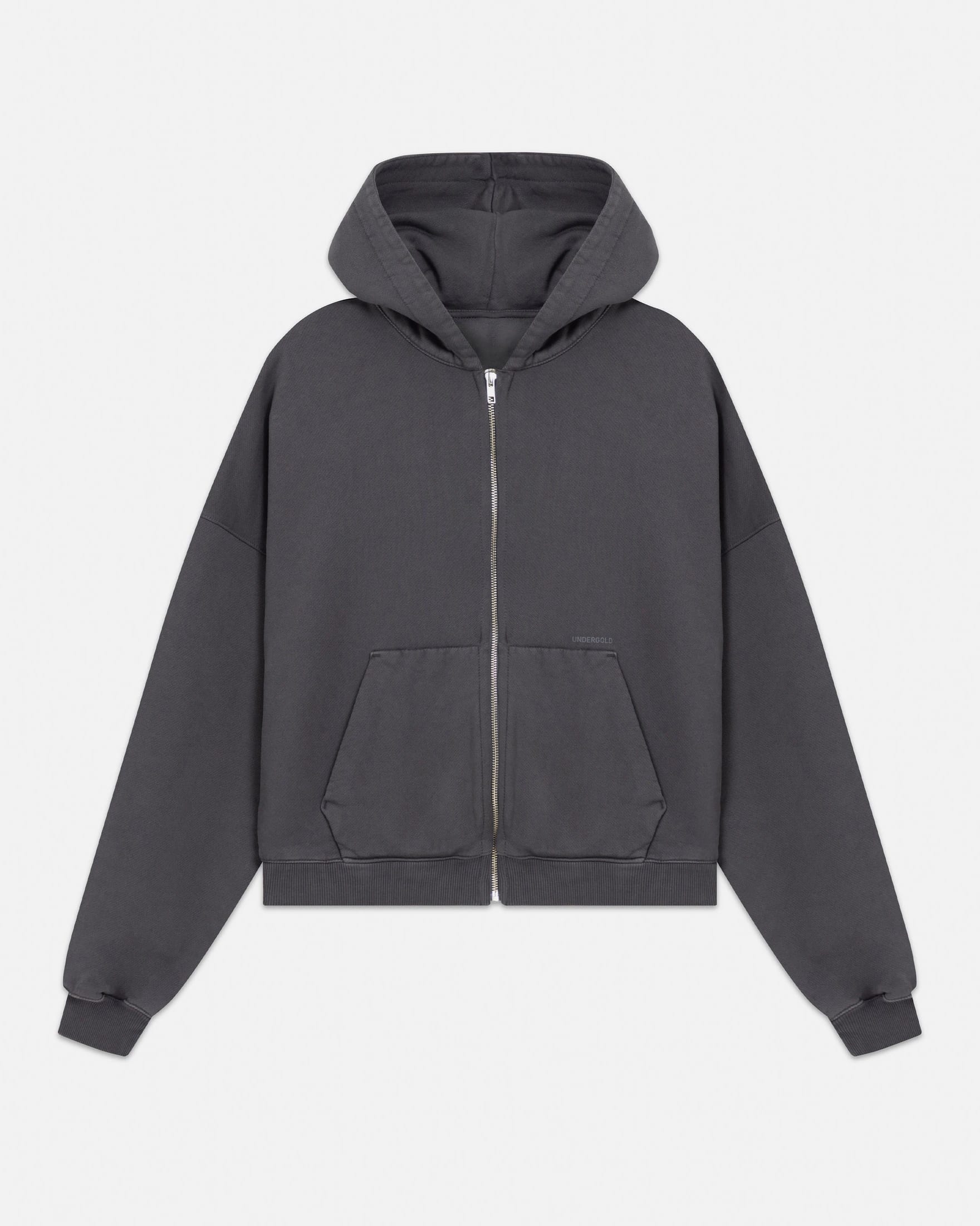 Line Basic Boxy Fit Zip Up Hoodie Dark Gray - imagen 1