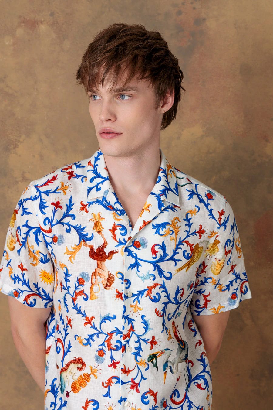 Men's shirt linen bowling chiron white - imagen 4