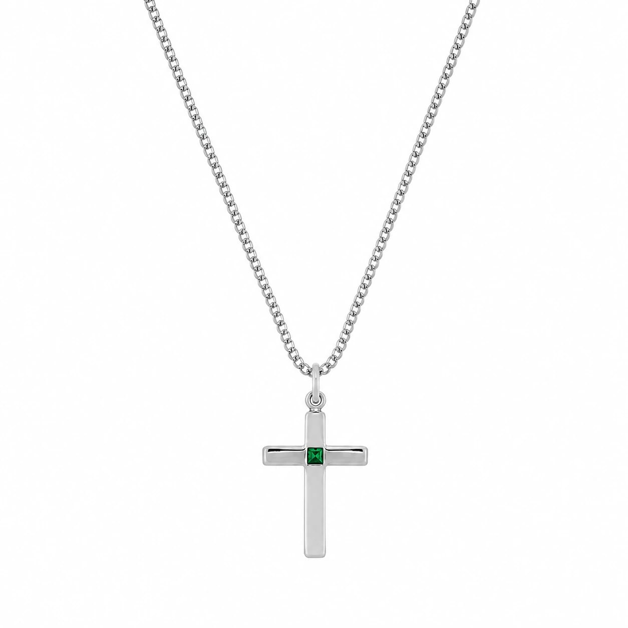AXIS CROSS NECKLACE | CADENA CON DIJE EN FORMA DE CRUZ EN PLATA LEY 925 Y PIEDRA - imagen 1