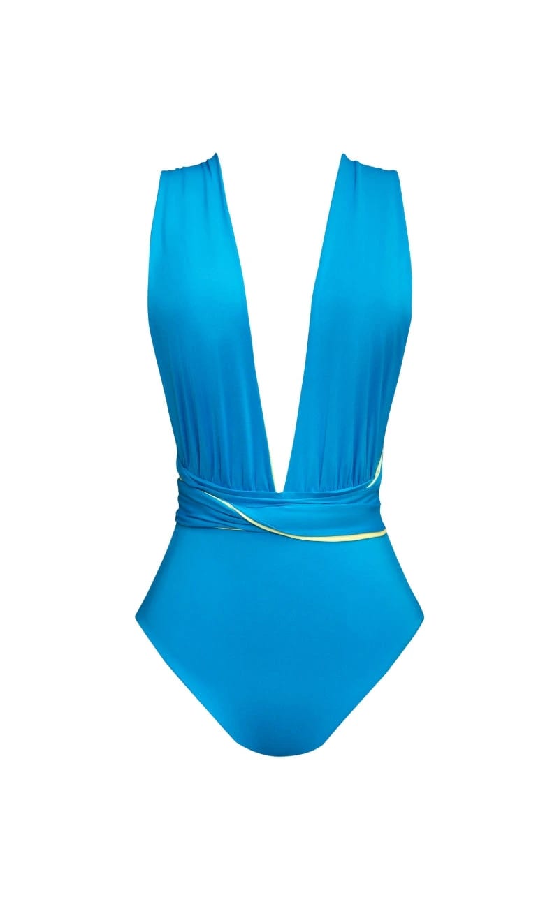 VESTIDO DE BAÑO ENTERO MULTIFORMAS TURQUESA - imagen 1