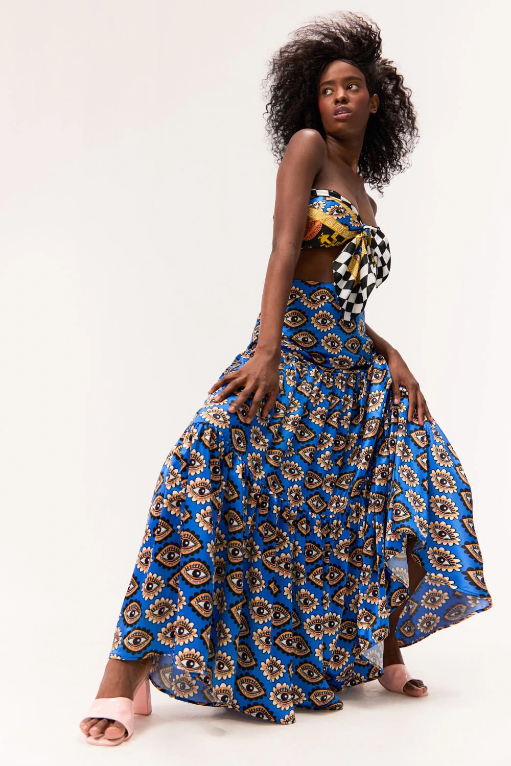 Maxi Falda / Estampado Ojos Sentido Precolombino - imagen 1