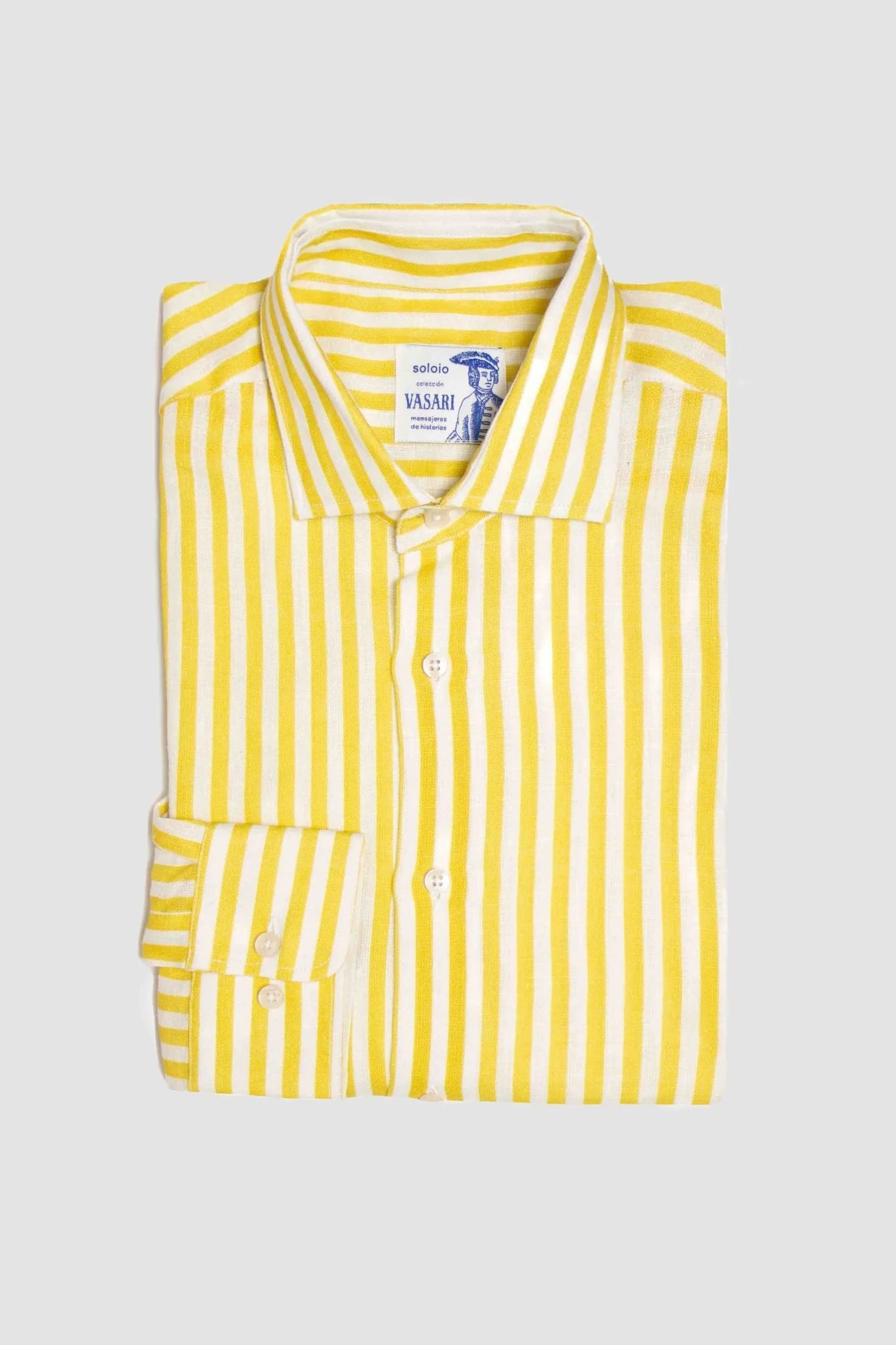Men's linen shirt yellow striped - imagen 13
