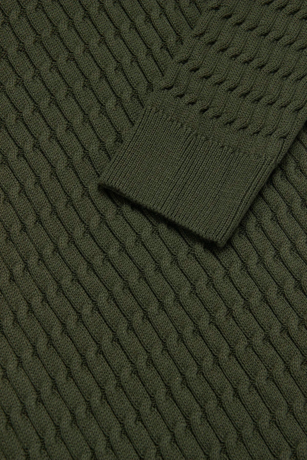 Saco Trenzado Half Zip Algodón Verde Militar - imagen 3