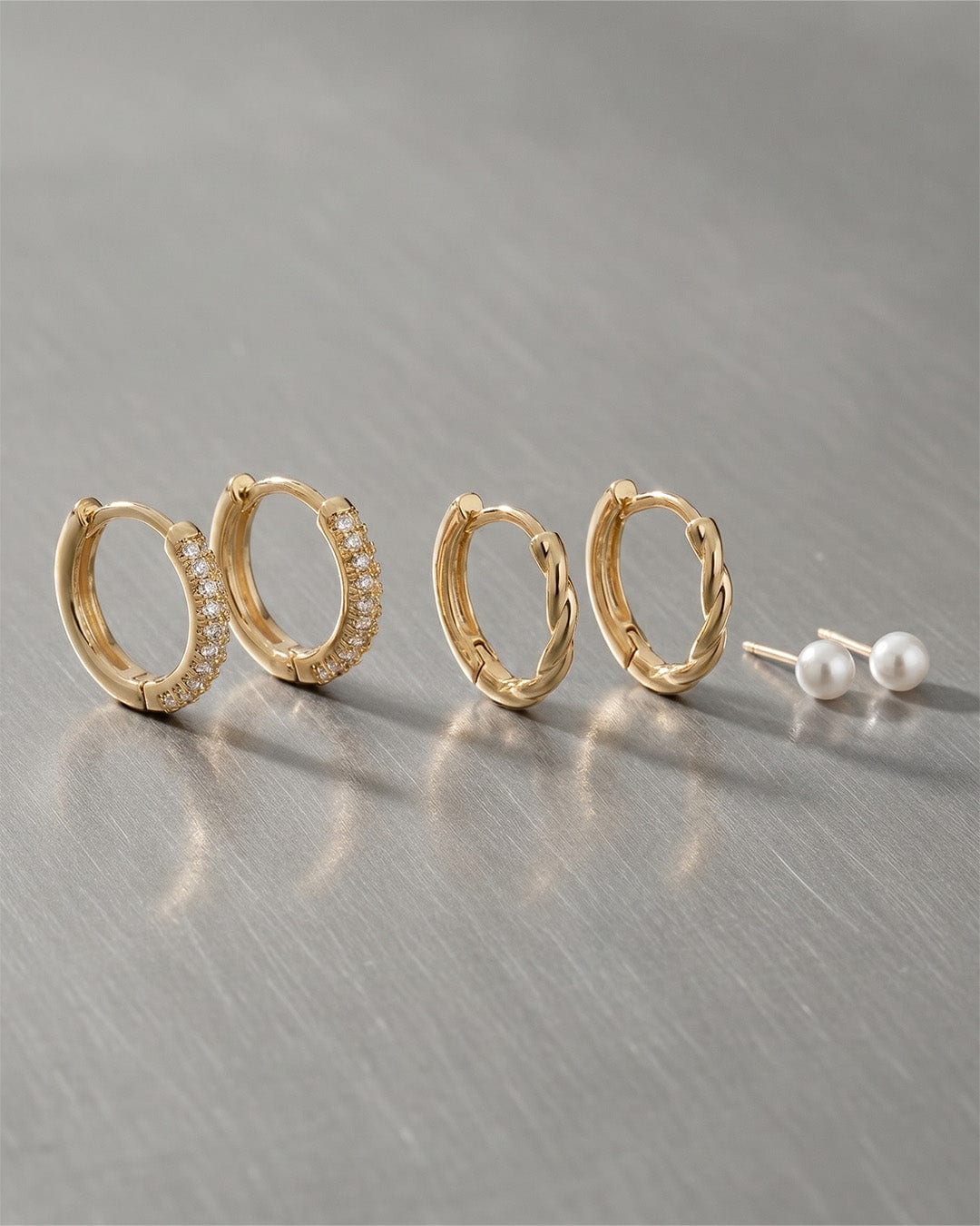 Set X3 Aretes Enlazados y Perlas - imagen 2