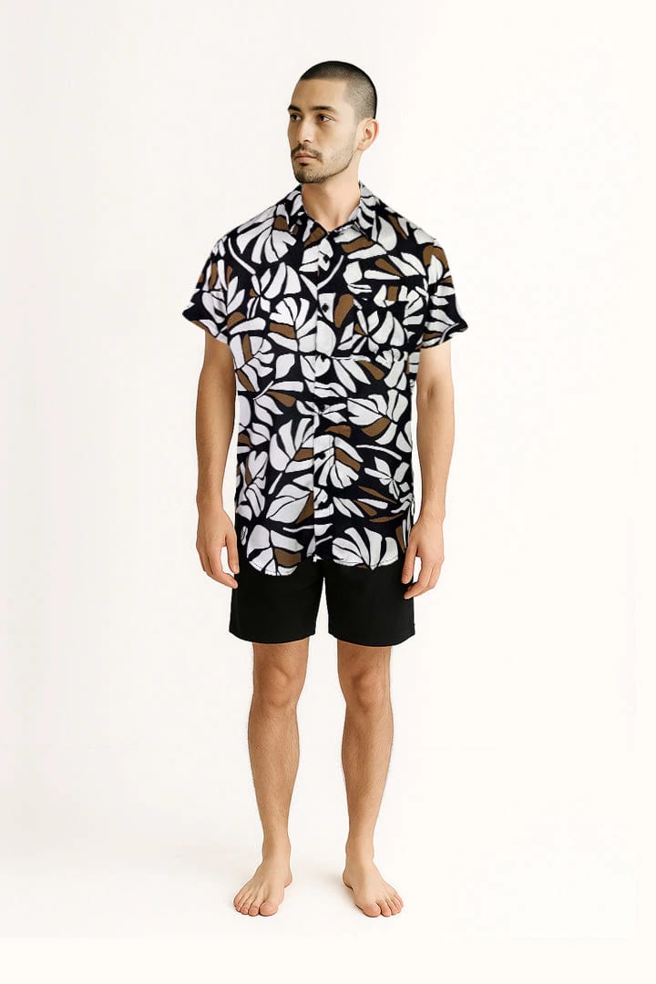 Camisa negra hojas - imagen 1