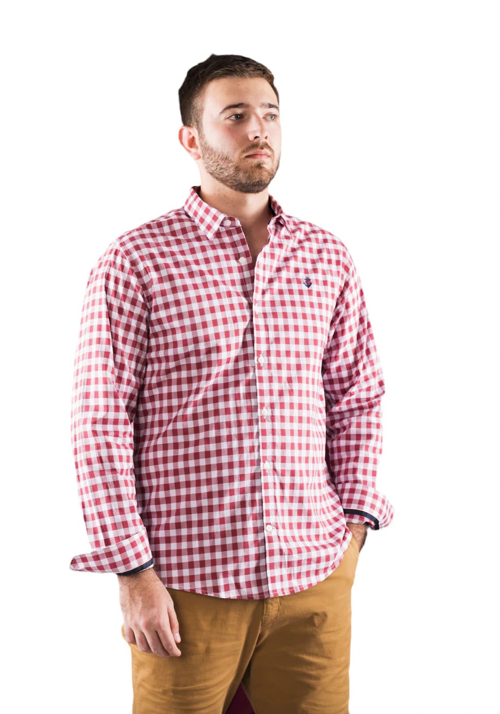 Camisa roja cuadros bancos a navy - imagen 1