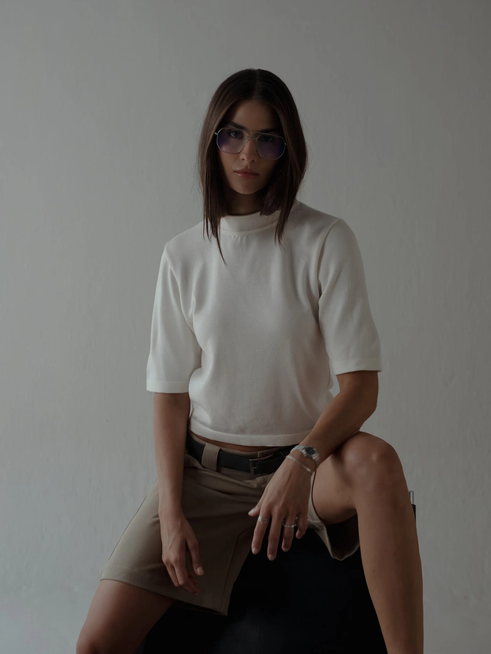 TALL COLLAR KNIT T-SHIRT - VANILLA - imagen 10