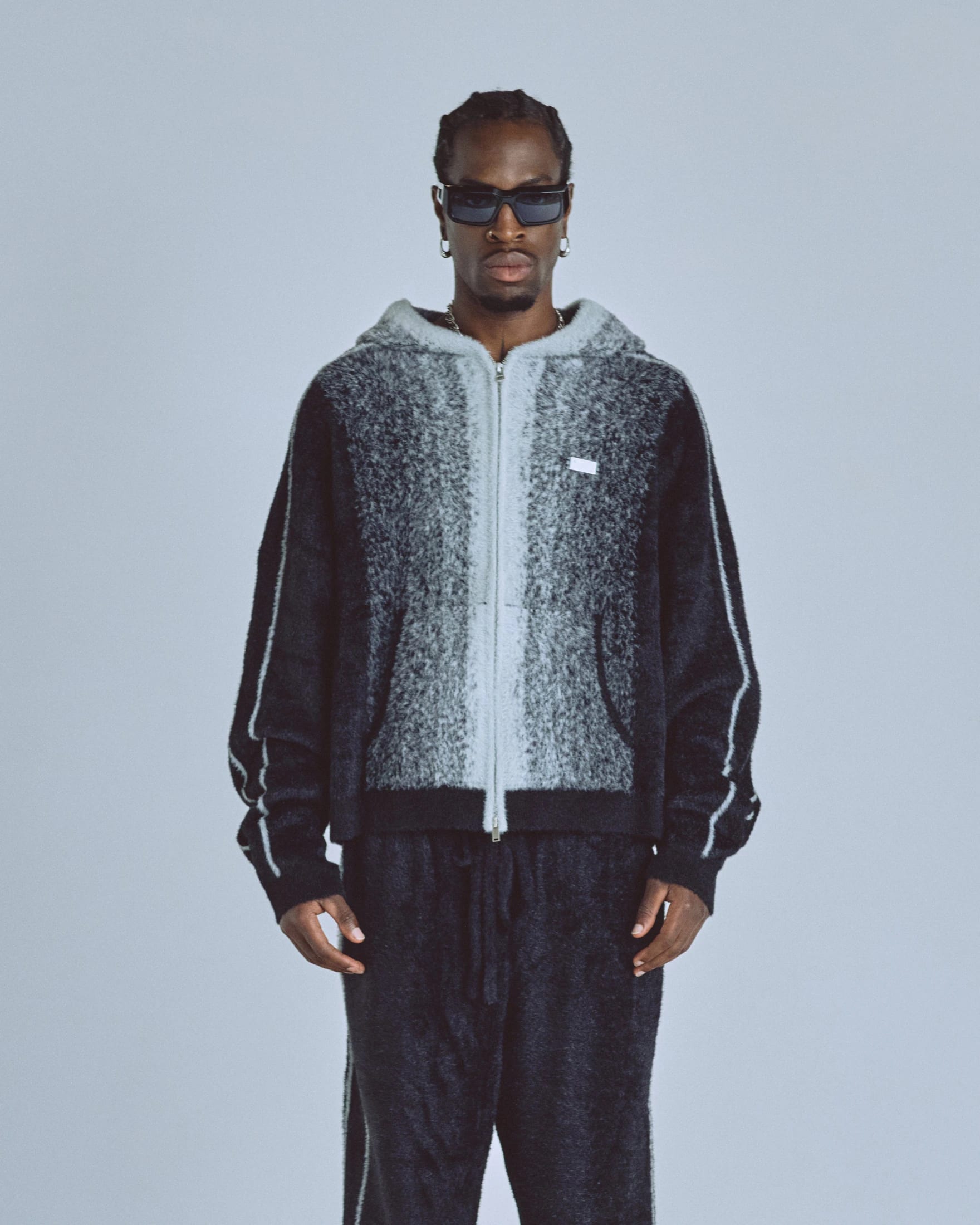 Basics Knit Zip Up Hoodie Bone/Black - imagen 2