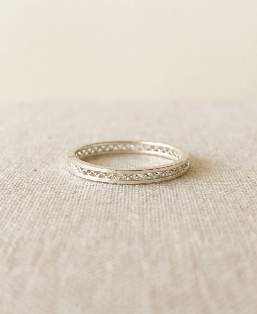 Anillo Cintillo Tejido en Plata ley 950 Filigrana - imagen 1