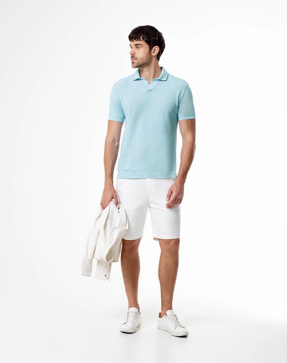 Polo regular tejido de punto algodón azul hombre - imagen 4