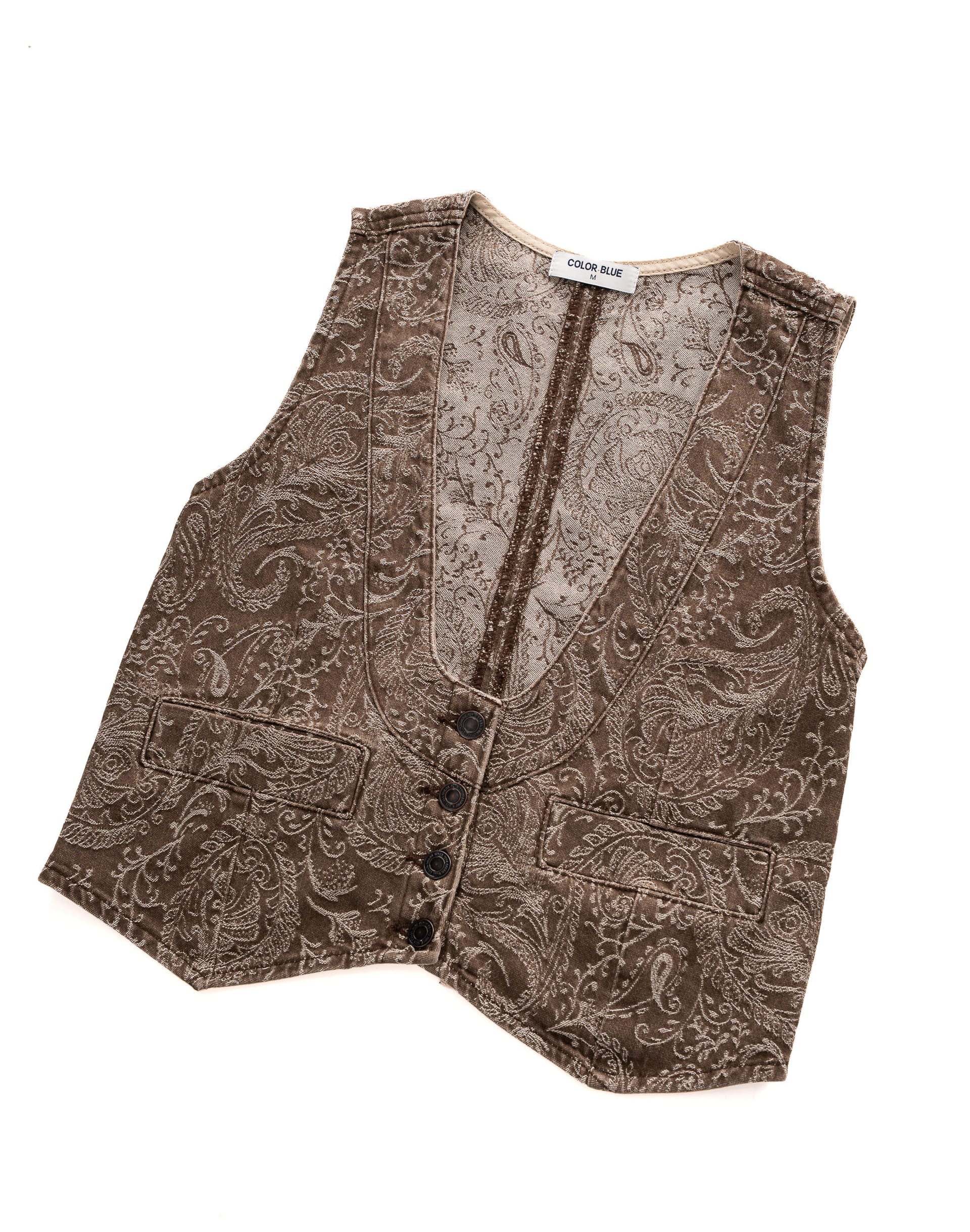 Chaleco Crop Estampado Paisley Café - imagen 3