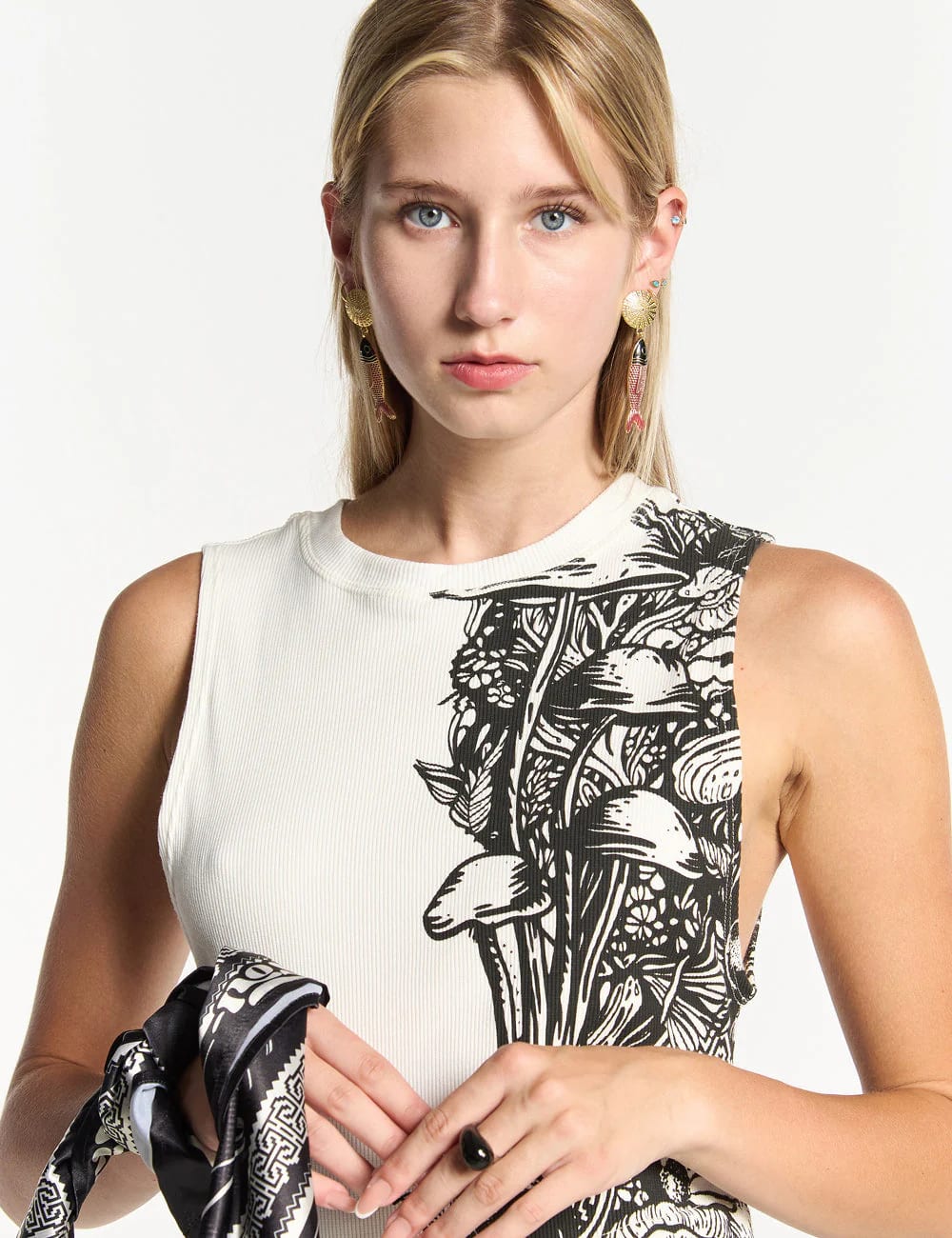 Vestido Corto cuello Alto Flora crudo Mujer - imagen 3
