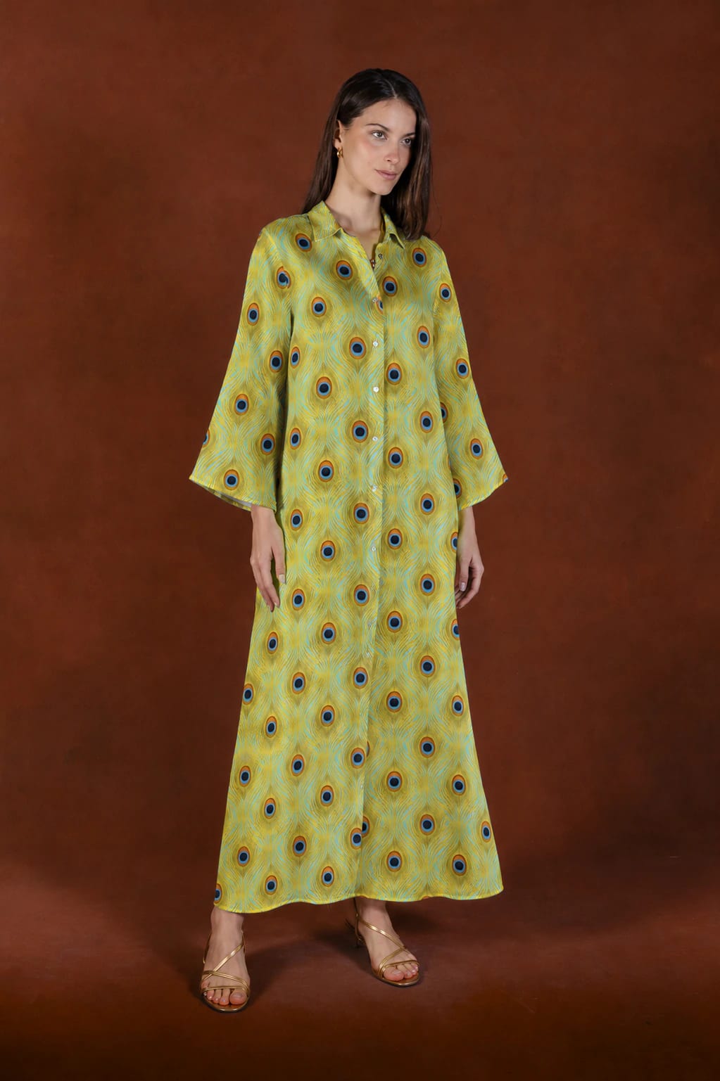 Women's Sacra linen shirt dress yellow - imagen 2