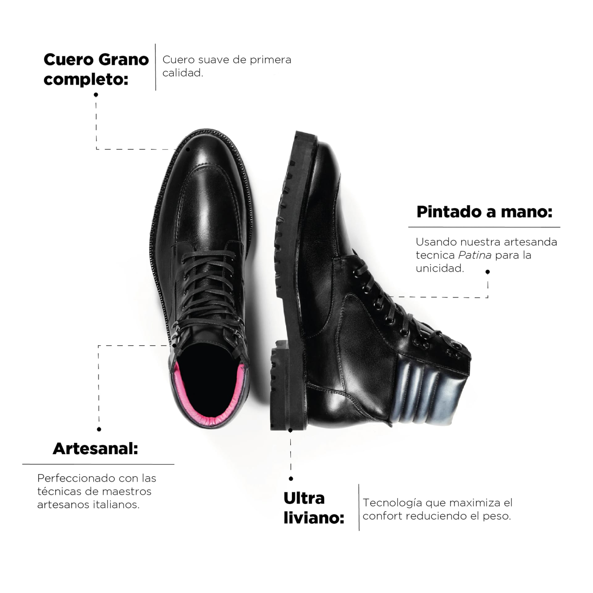 Bota Rocco Negro-Gris Suela Ultraliviana - imagen 4