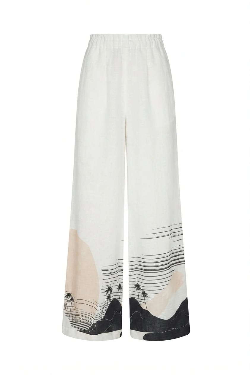 San Benito Linen Pants / Black Tropical Landscape Exclusive - imagen 2
