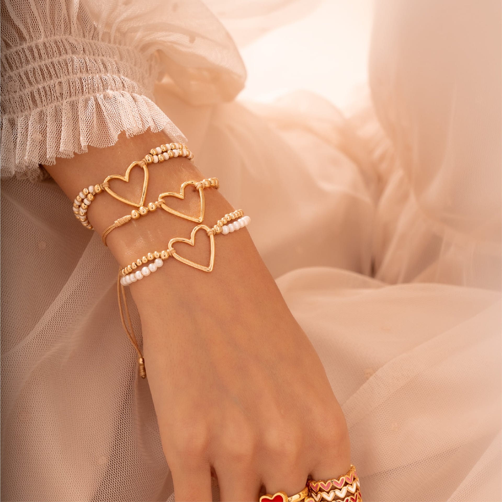 Set Pulseras x3 Heart gold - imagen 1