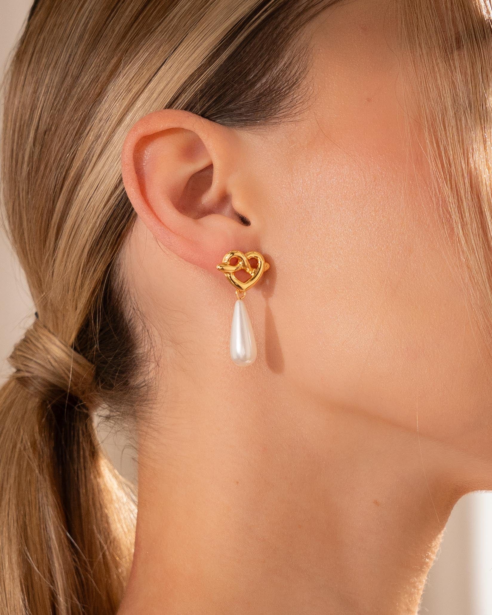 Aretes Corazón Perla Gota - imagen 1