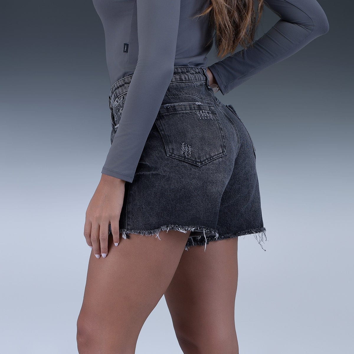 Short Gris Denim Mujer - imagen 3