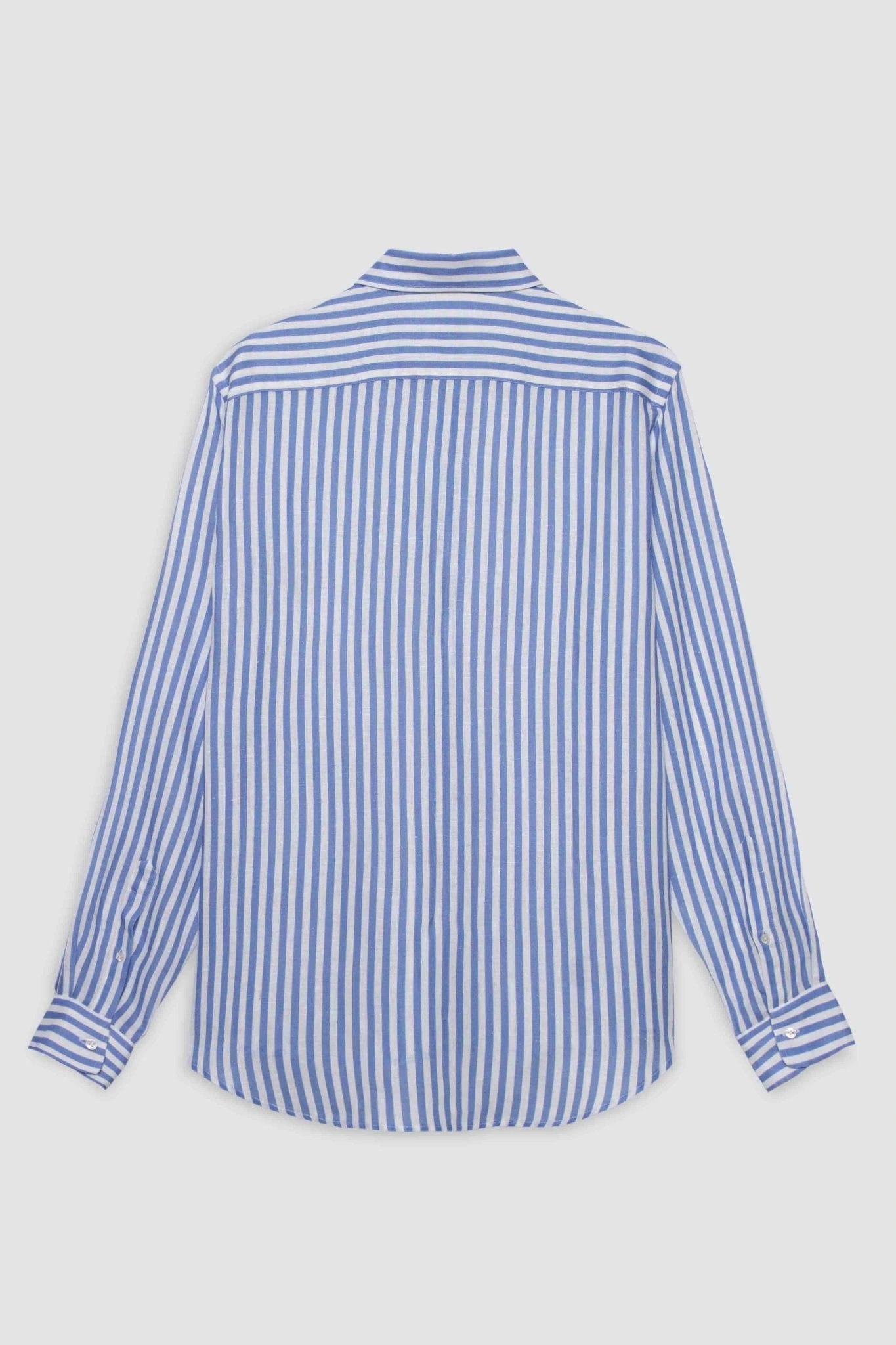 Men's linen shirt sky blue striped - imagen 5