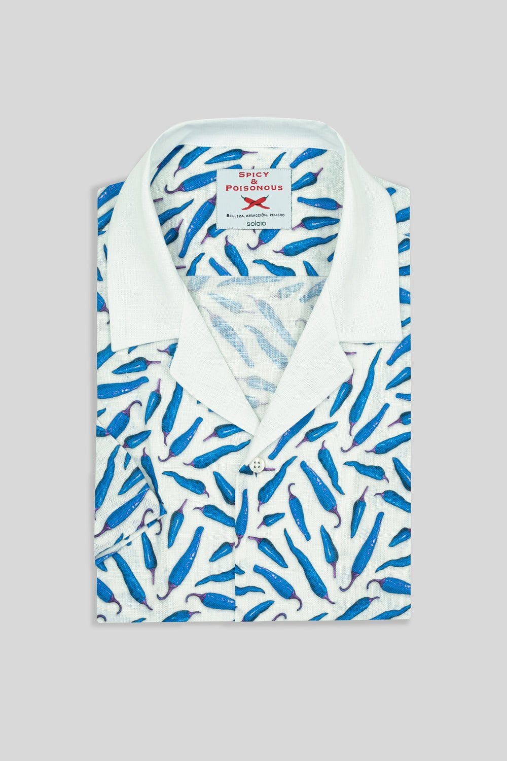 Men's linen shirt blue peppers - imagen 3