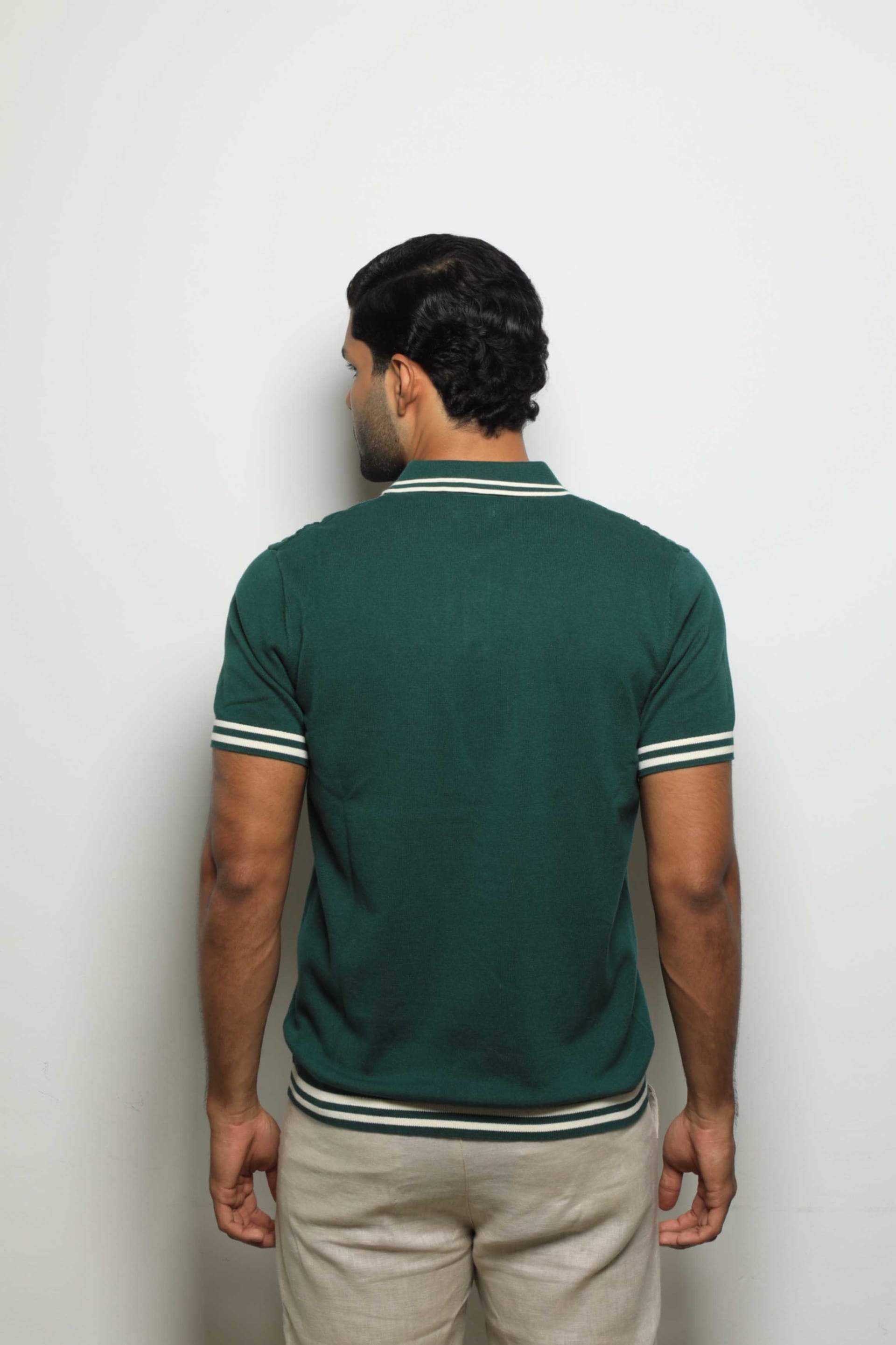 Suéter Tejido Fashion Verde/Lineas Crema - imagen 4
