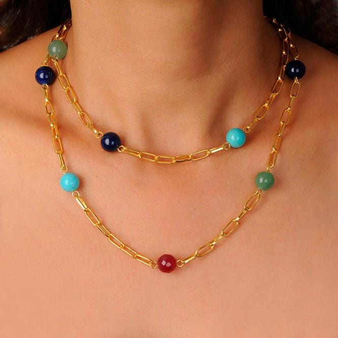Collar Largo Semipreciosa Multicolor - imagen 1
