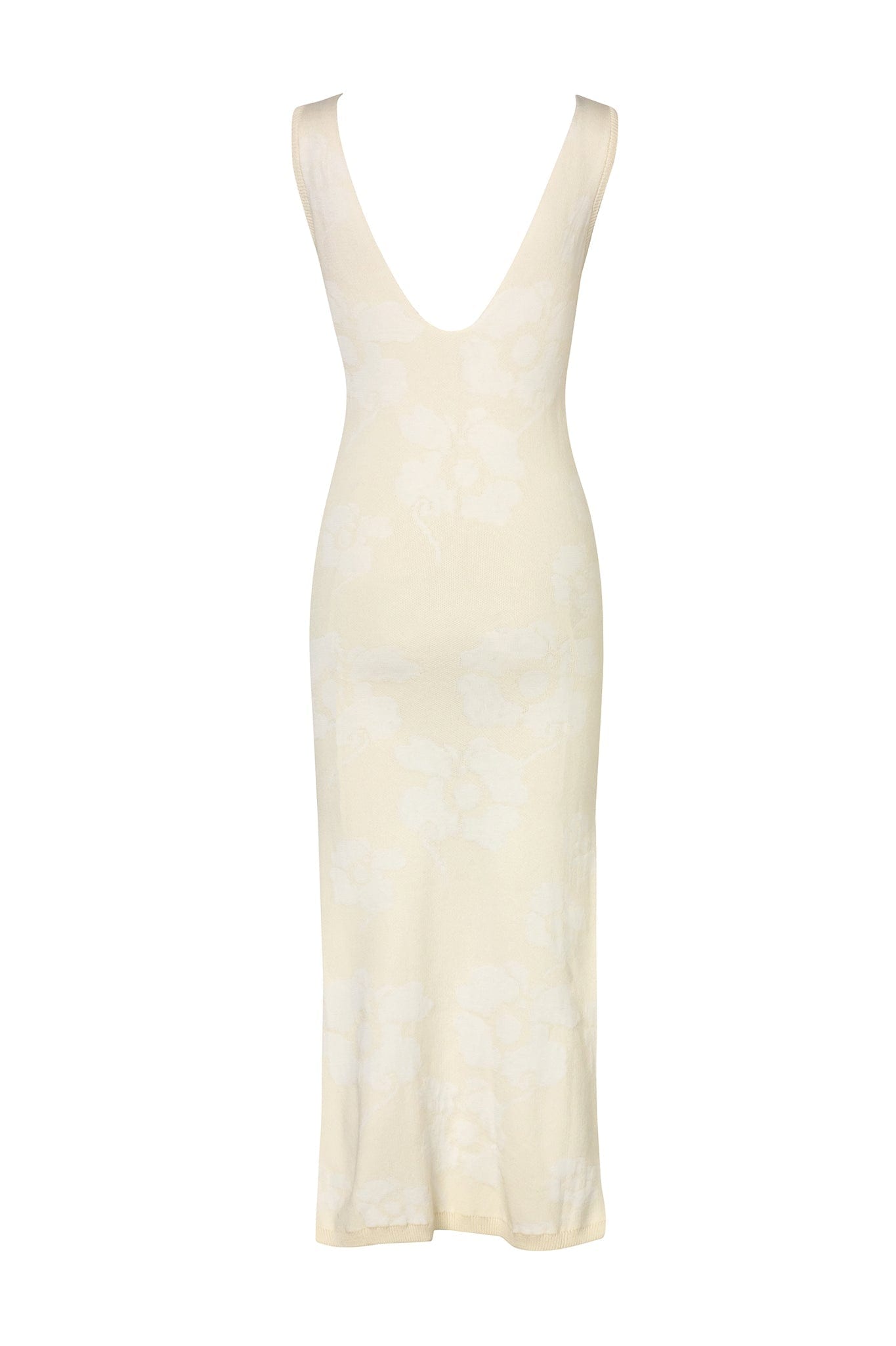 Isa Knit Cotton Jacquard Midi Dress / Ivory Maxi white Flowers - imagen 3