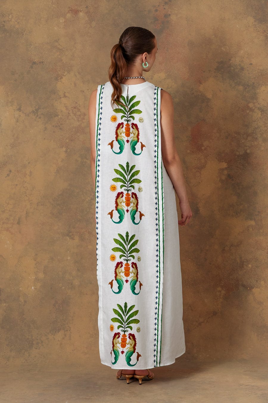 Women's dress linen amanzi white - imagen 2