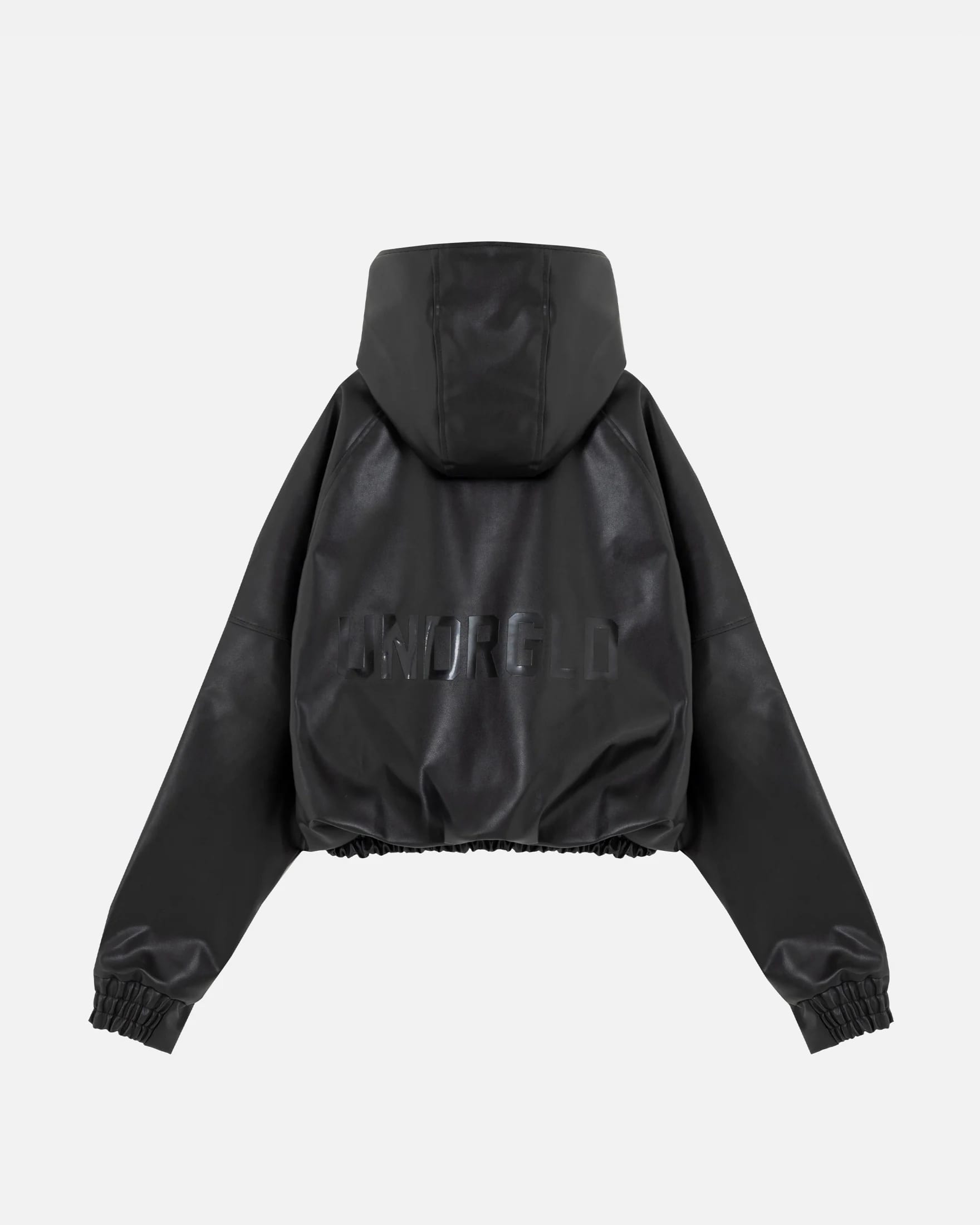Basics UNDRGLD Leather Zip Up Hoodie Jacket Black - imagen 4