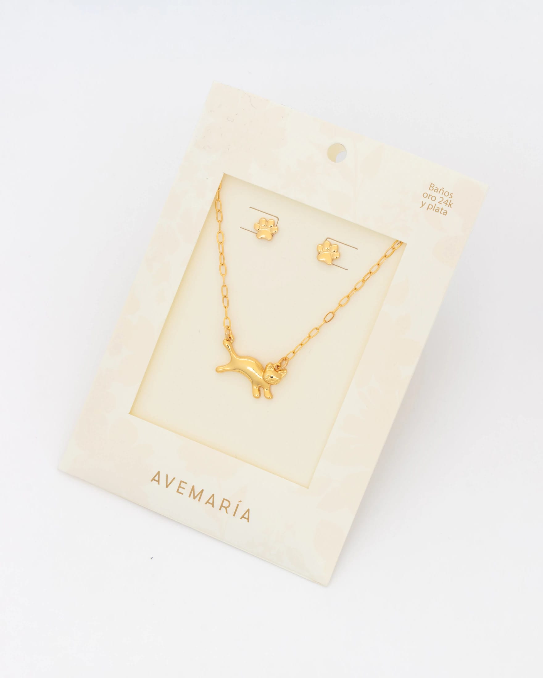 Set Collar Gato + Aretes Huella - imagen 1