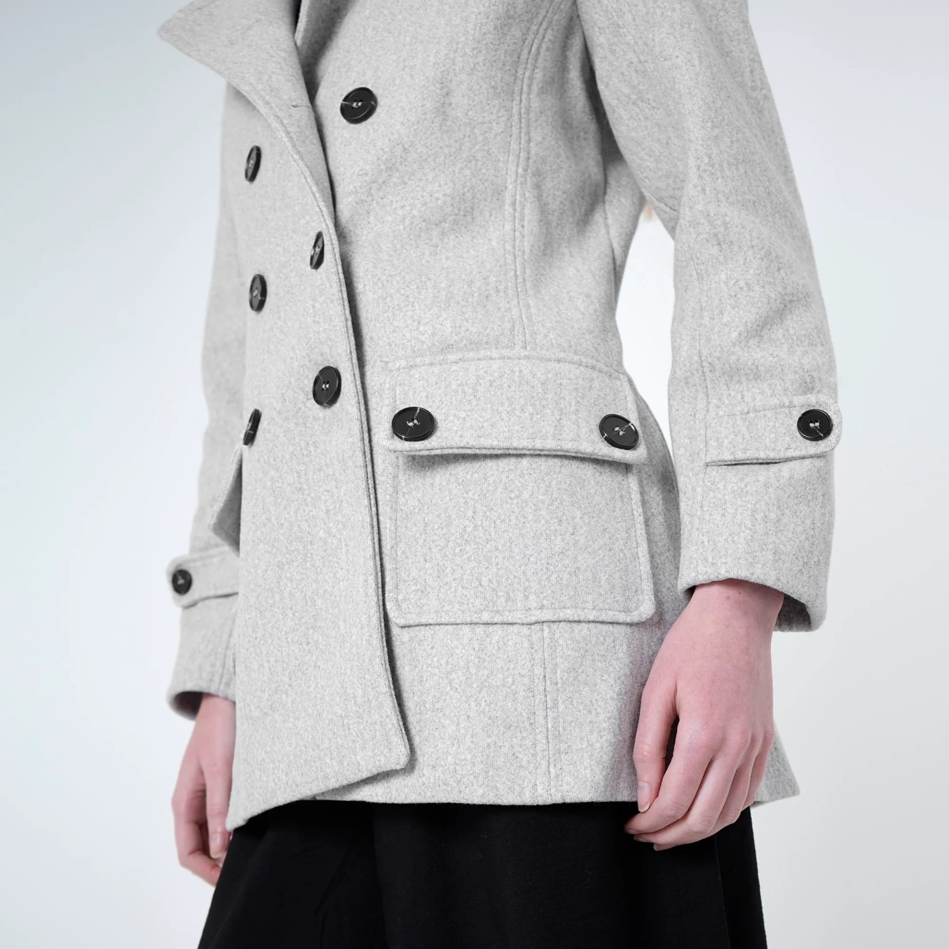 Chaqueta abrigo trench cruzado cuello solapa con capucha - imagen 9