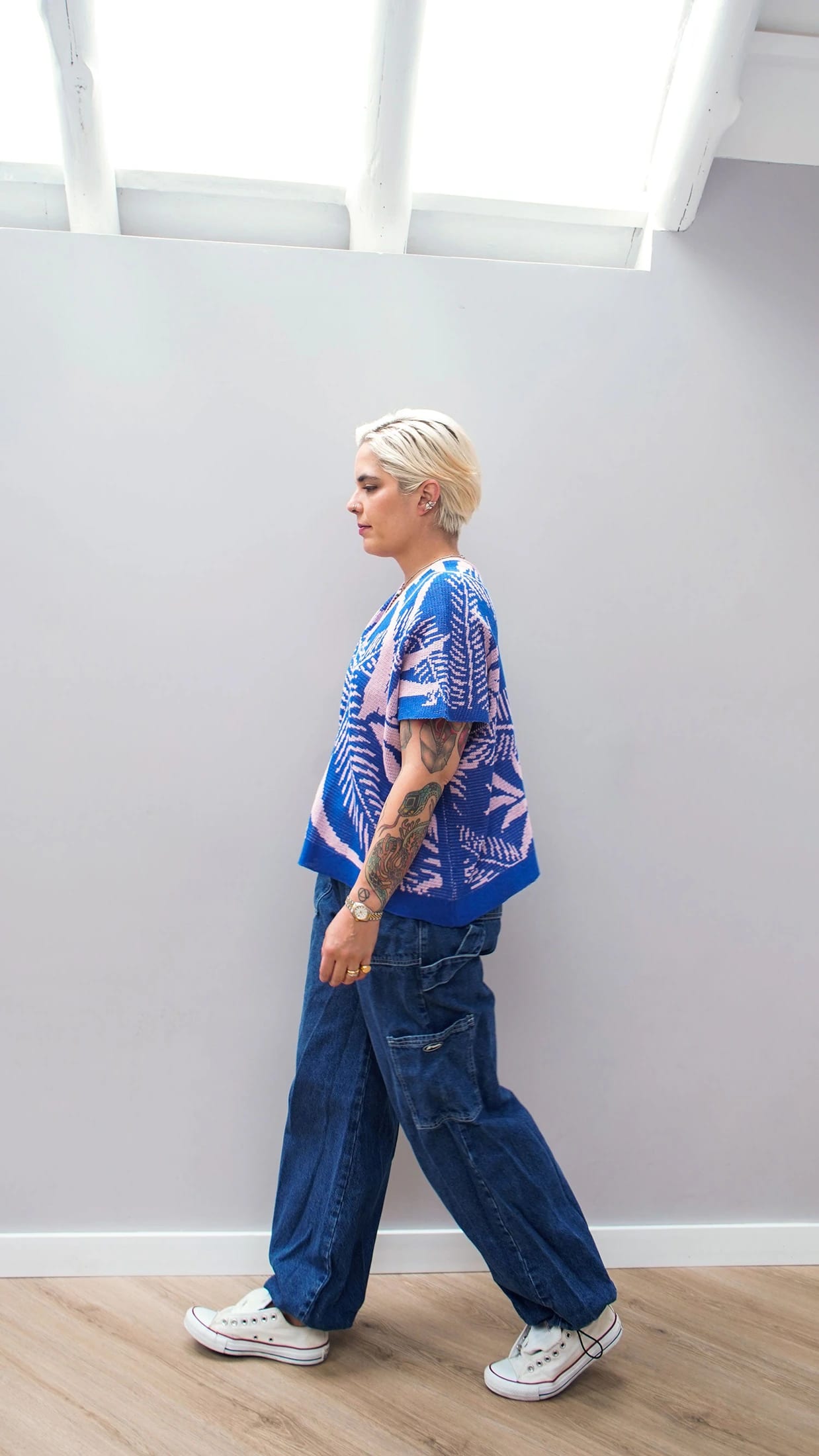 Blusa Palmas - azul rey y rosado - imagen 11
