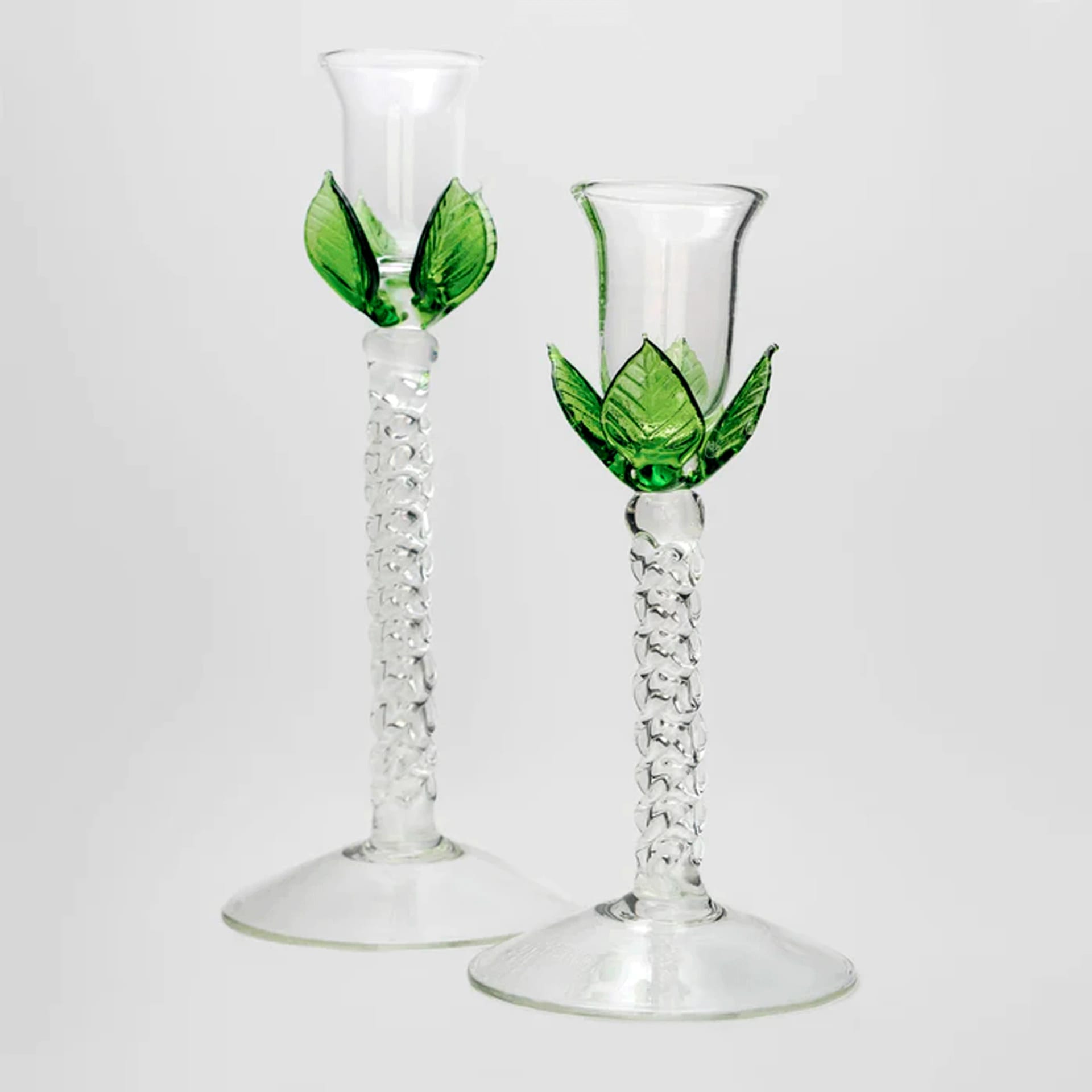 Set Candelabro Hojas de Vidrio L Y M - imagen 1