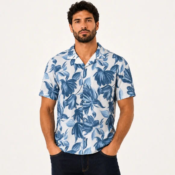 CAMISA MC 100% ALGODON ESTAMPADA CUELLO - imagen 1