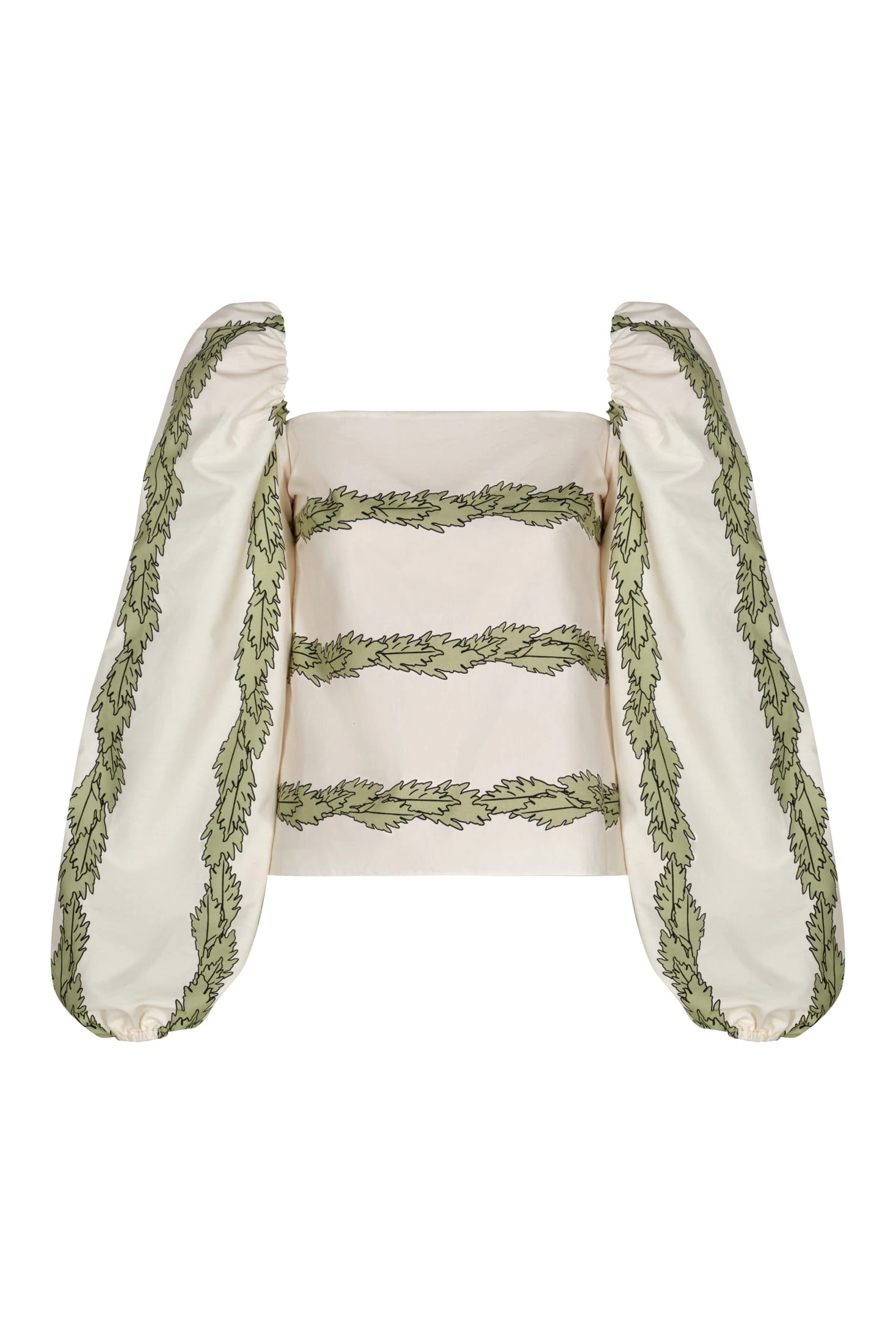 Celia Cotton Blouse / Ivory Striped Helechos - imagen 5
