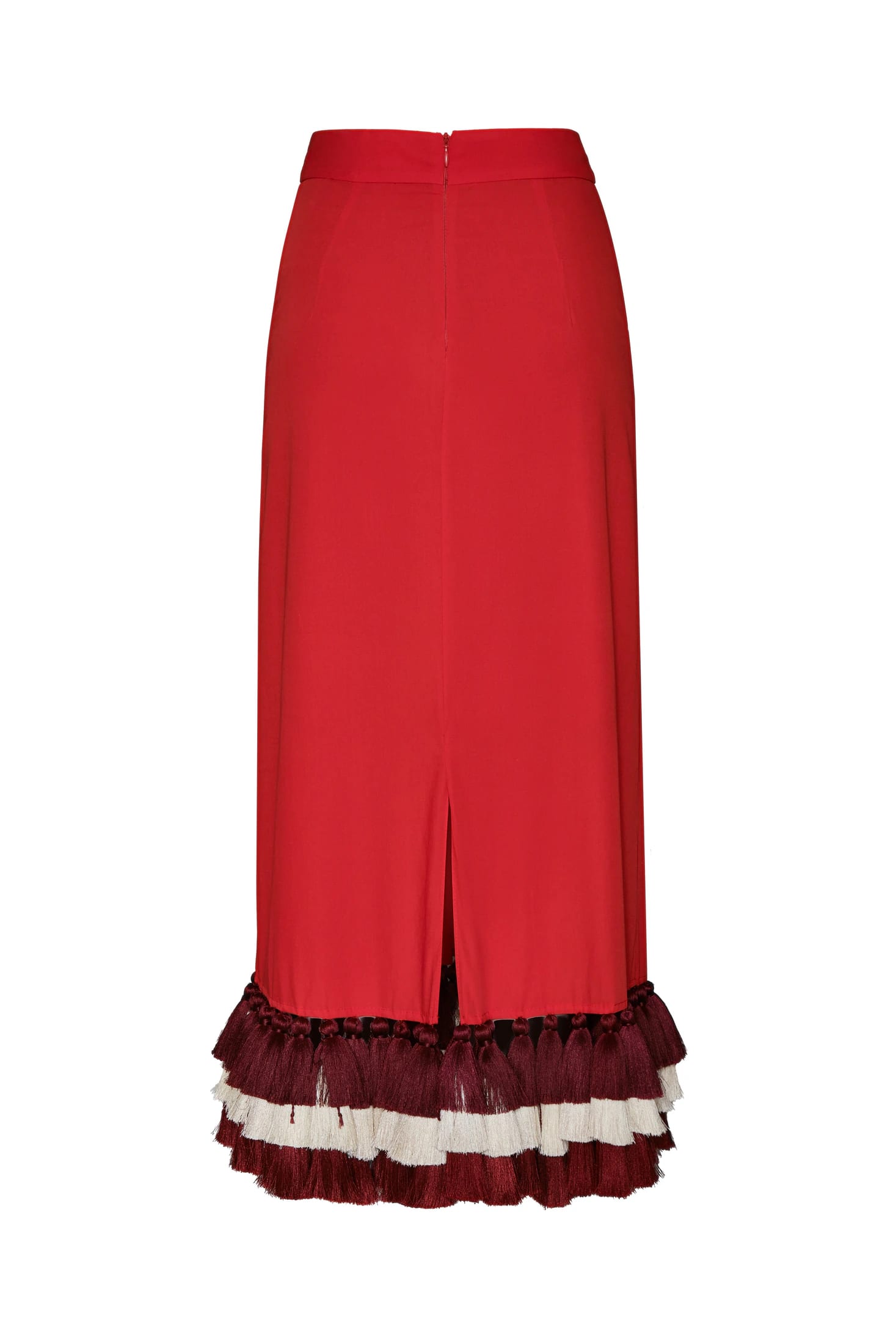 Rocio Cotton Midi Skirt / Red & Handmade Wine Tassels - imagen 2