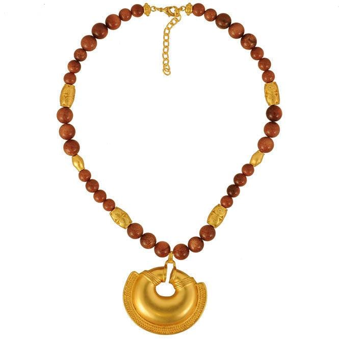 Collar lluvia de oro y dije nariguera de una trenza Quimbaya - imagen 1