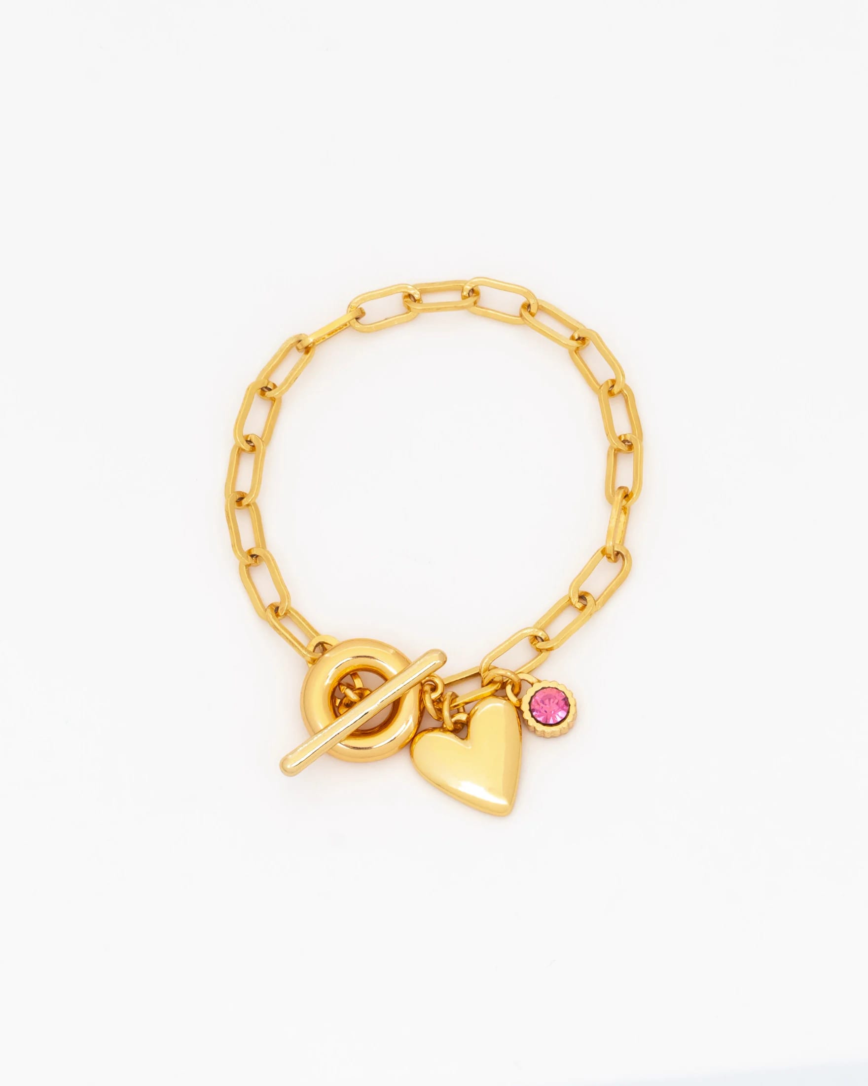 Pulsera Broche Corazón Cristal + Aretes - imagen 1
