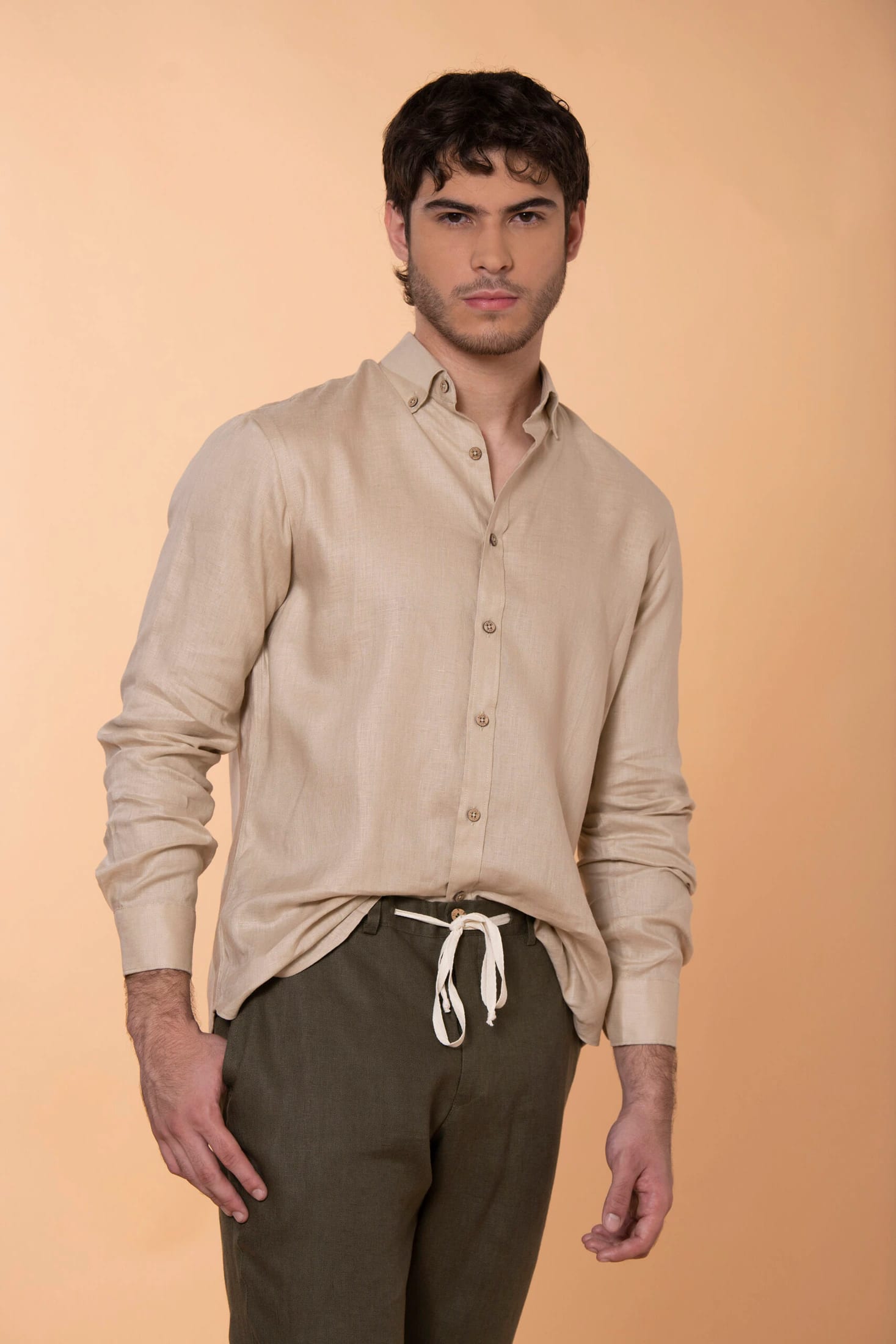 Camisa Sirocco Lino Beige - imagen 1