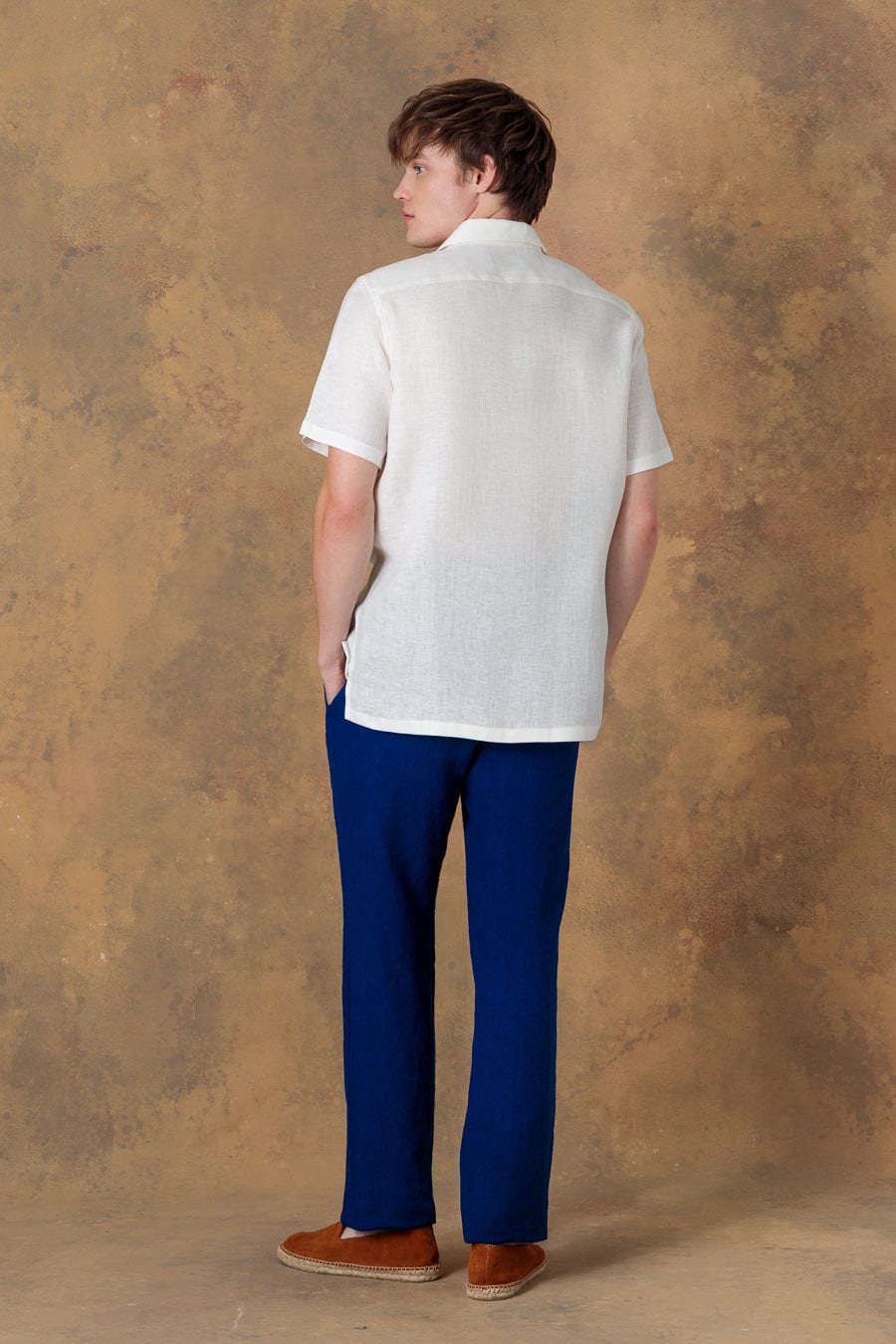 Men's linen shirt bowling thalos white - imagen 2