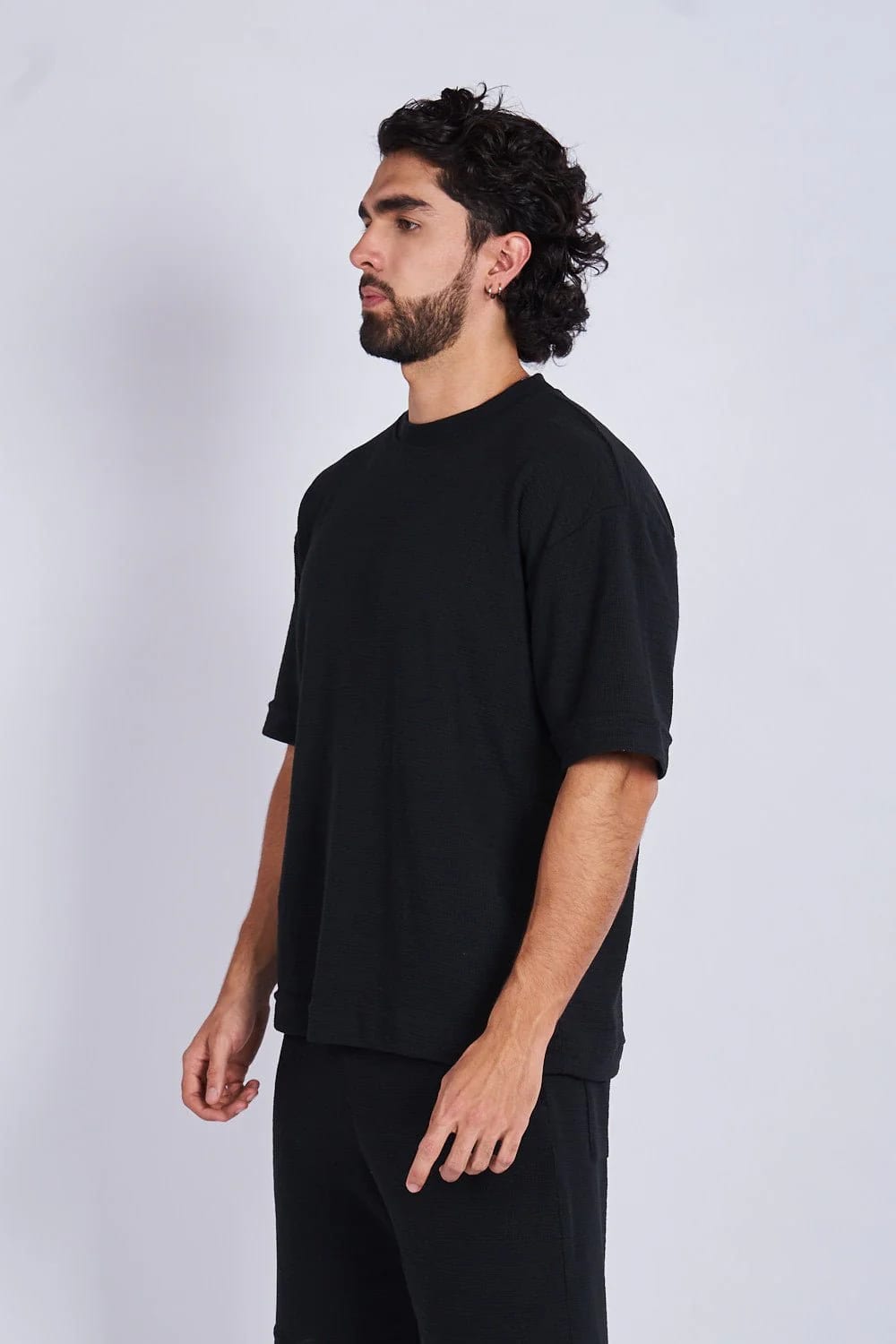 Camiseta oversize textura horizontal Negra - imagen 6