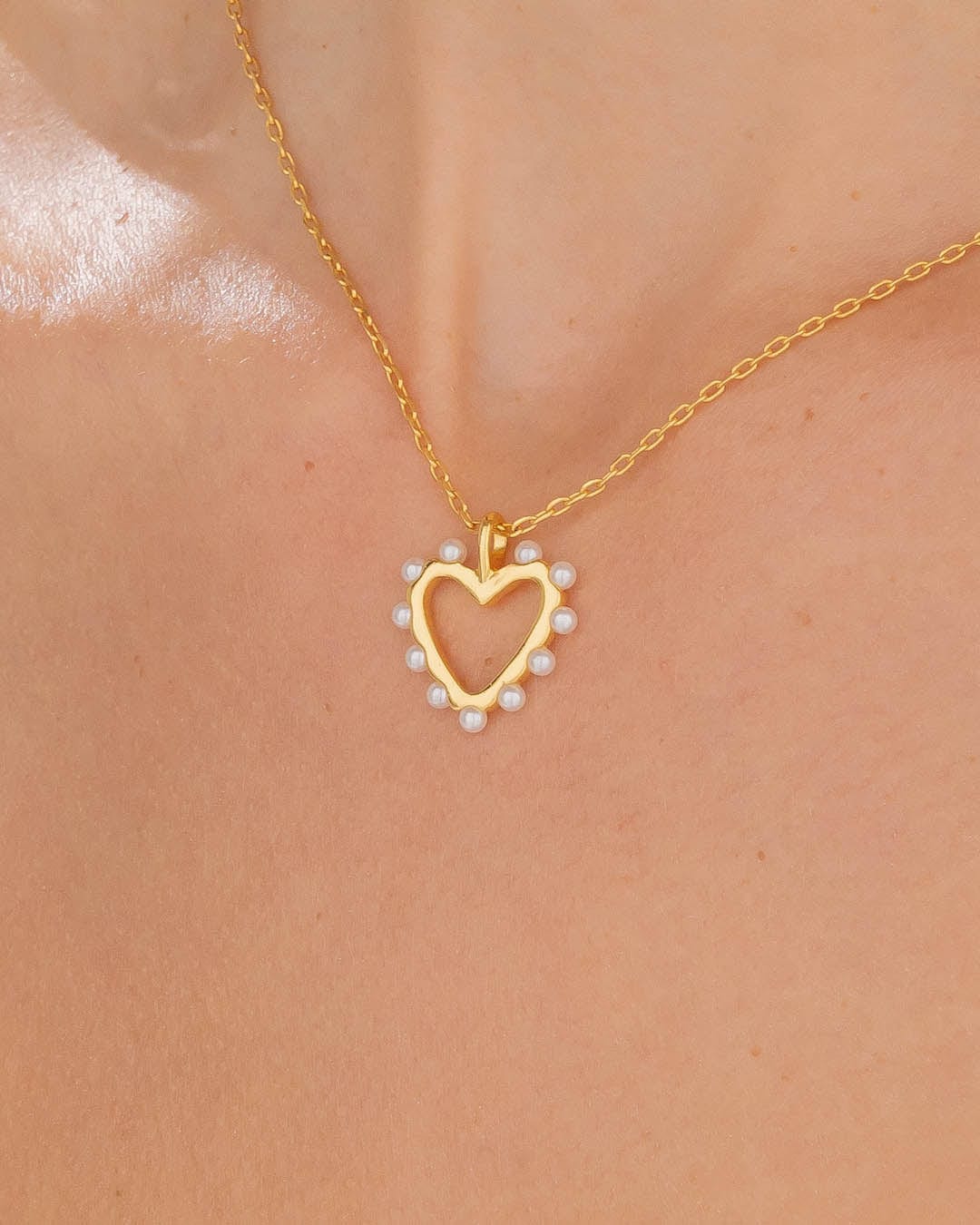 Collar Corazón Perlas + Aretes - imagen 1