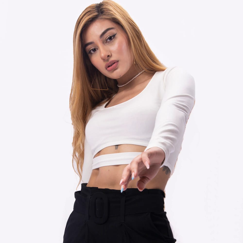 Crop Top Banda Inferior Blanco - imagen 3