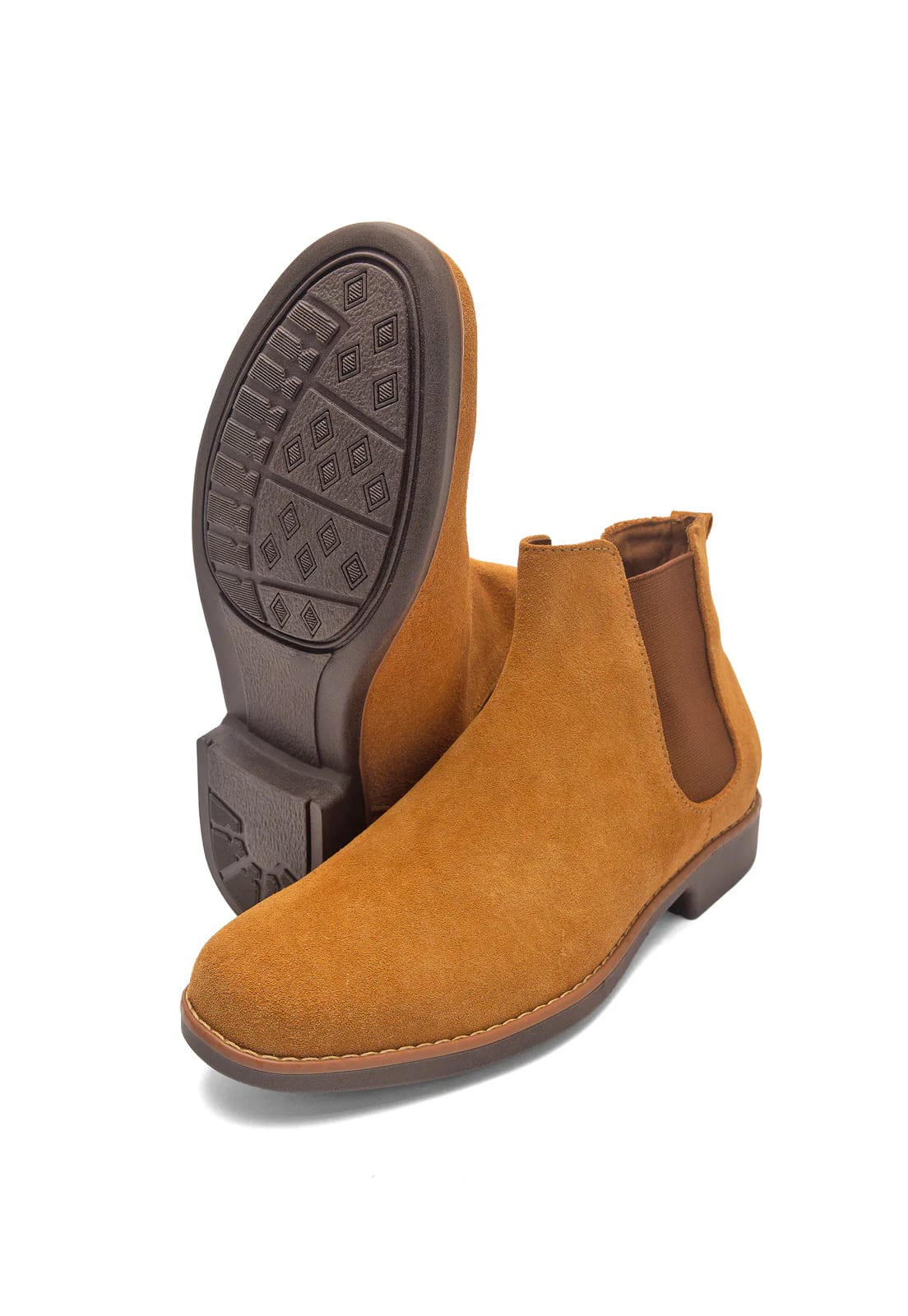 Botines chelsea camel en gamuza. - imagen 4
