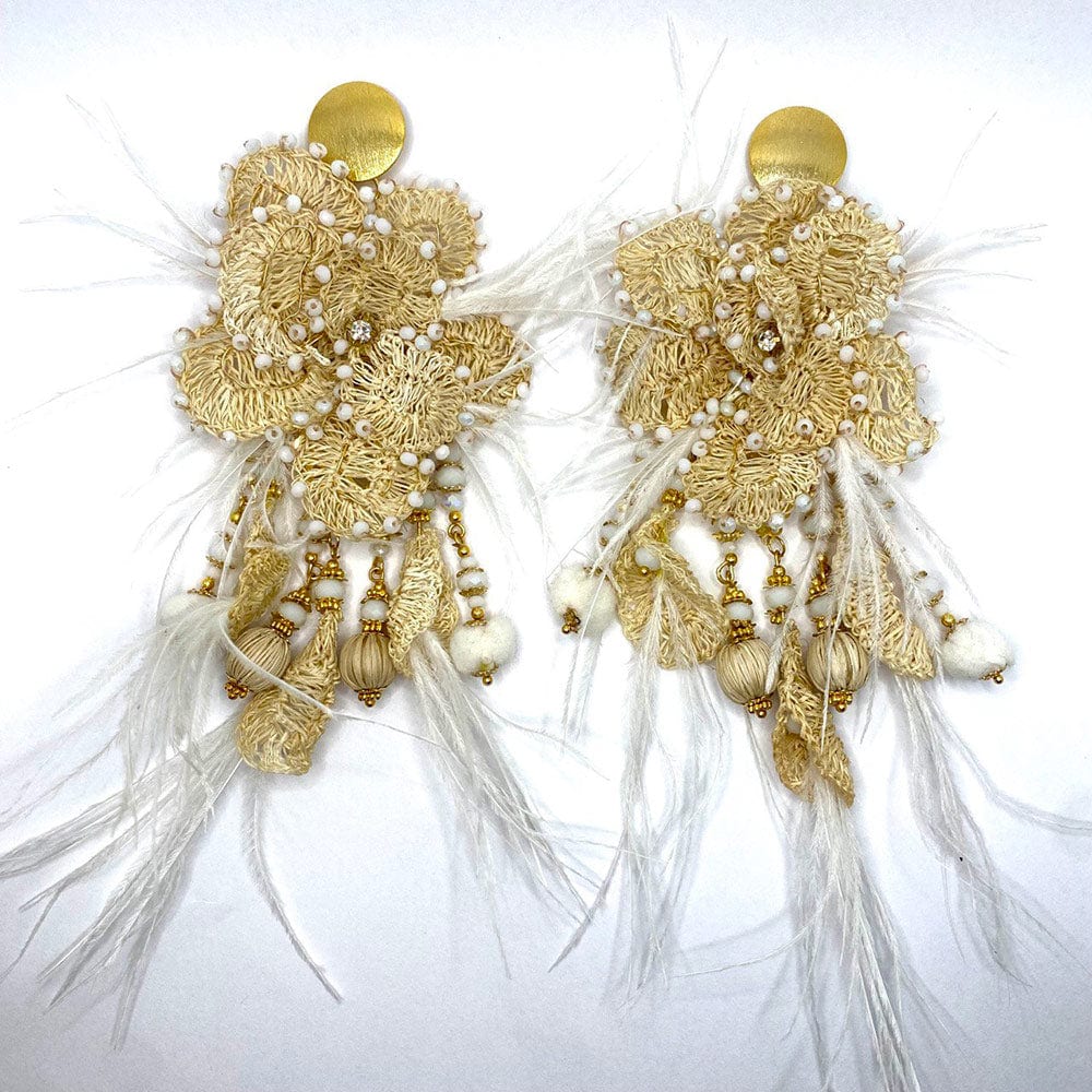 Dangling Feathers White Earrings - imagen 1