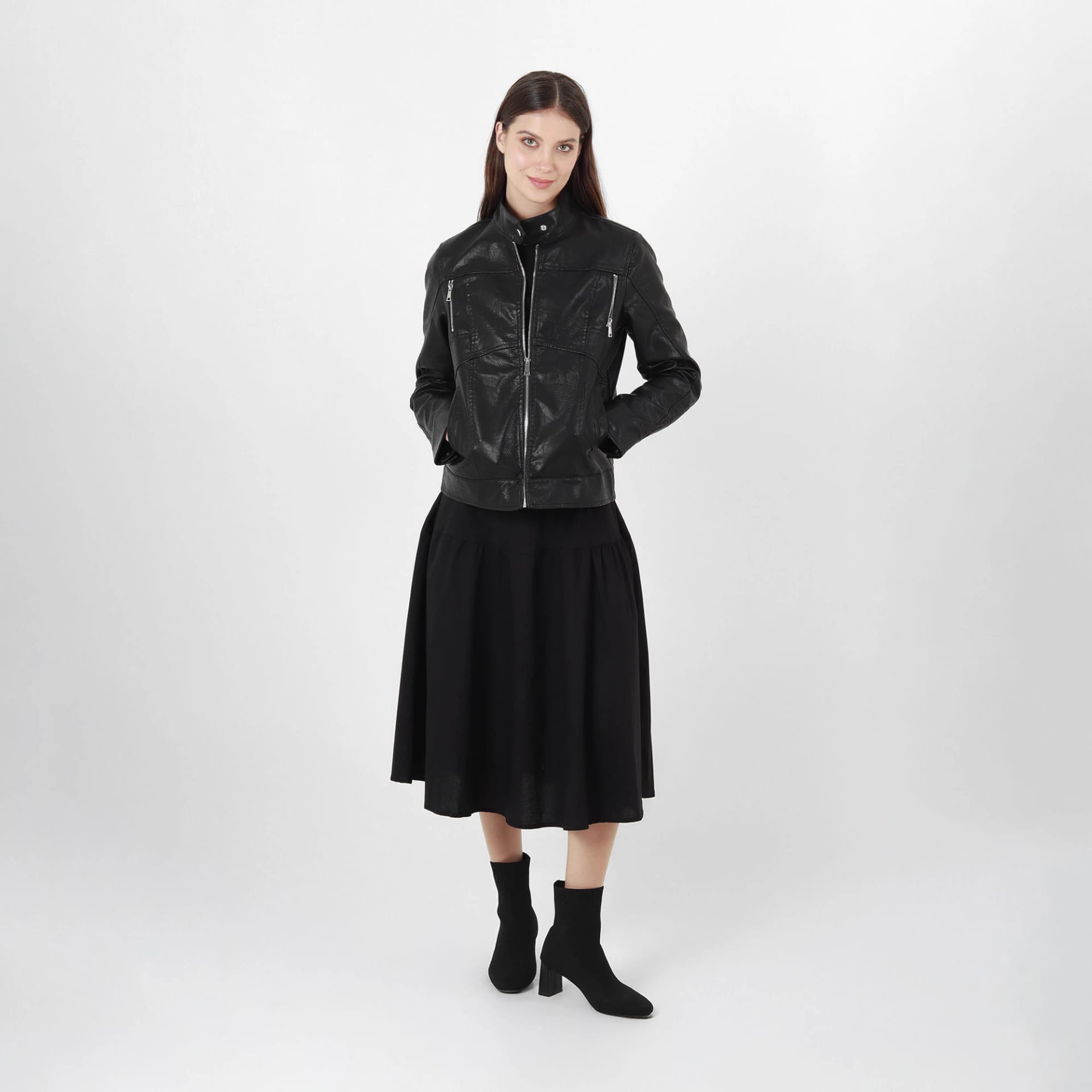 Chaqueta biker en cuero sintético - imagen 9