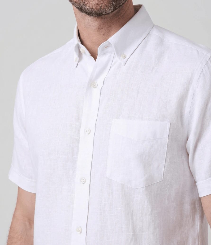 Camisa en lino con bolsillo manga corta para hombre Jon Sonen 017225038 - imagen 2