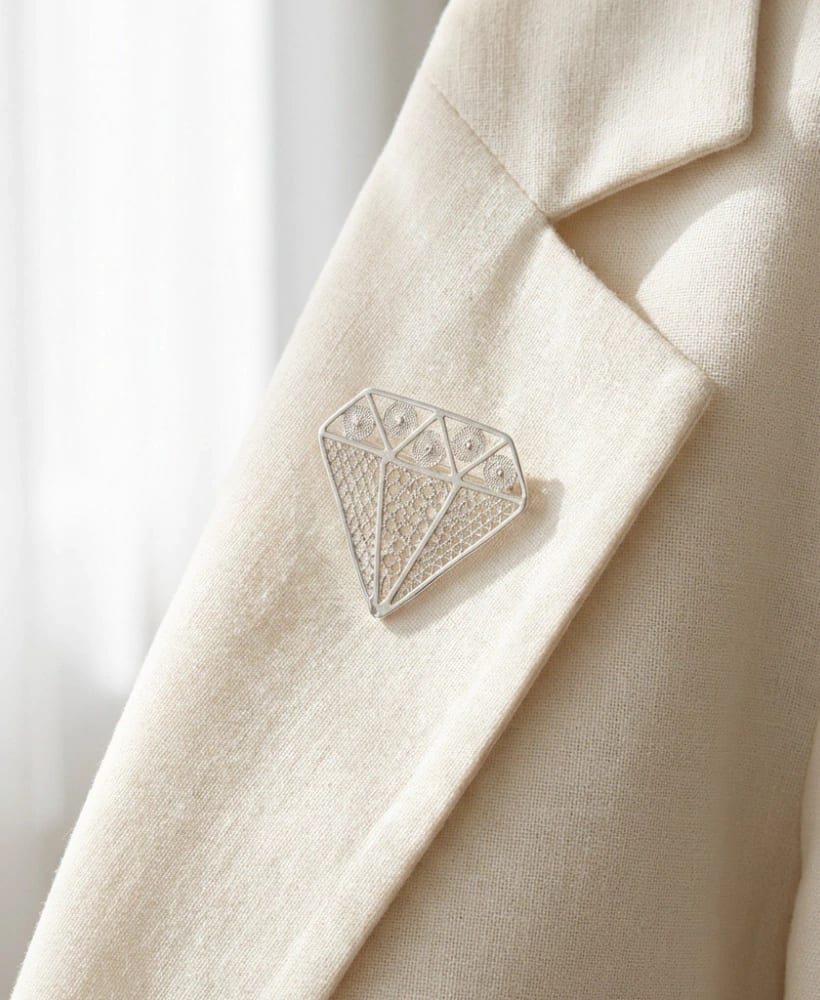 Prendedor Diamante en plata Filigrana - imagen 2